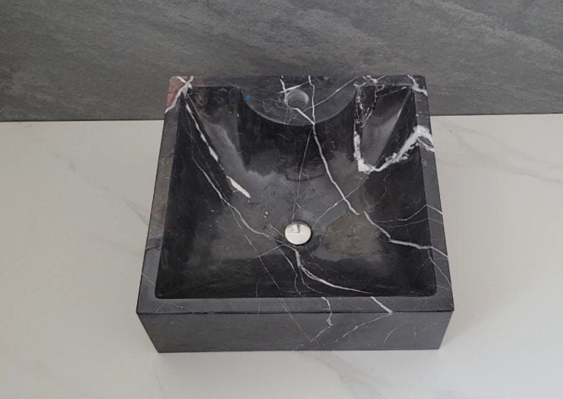Black Marble Vessel Sink - Square Marble Sinks Marble Sinks Sinks