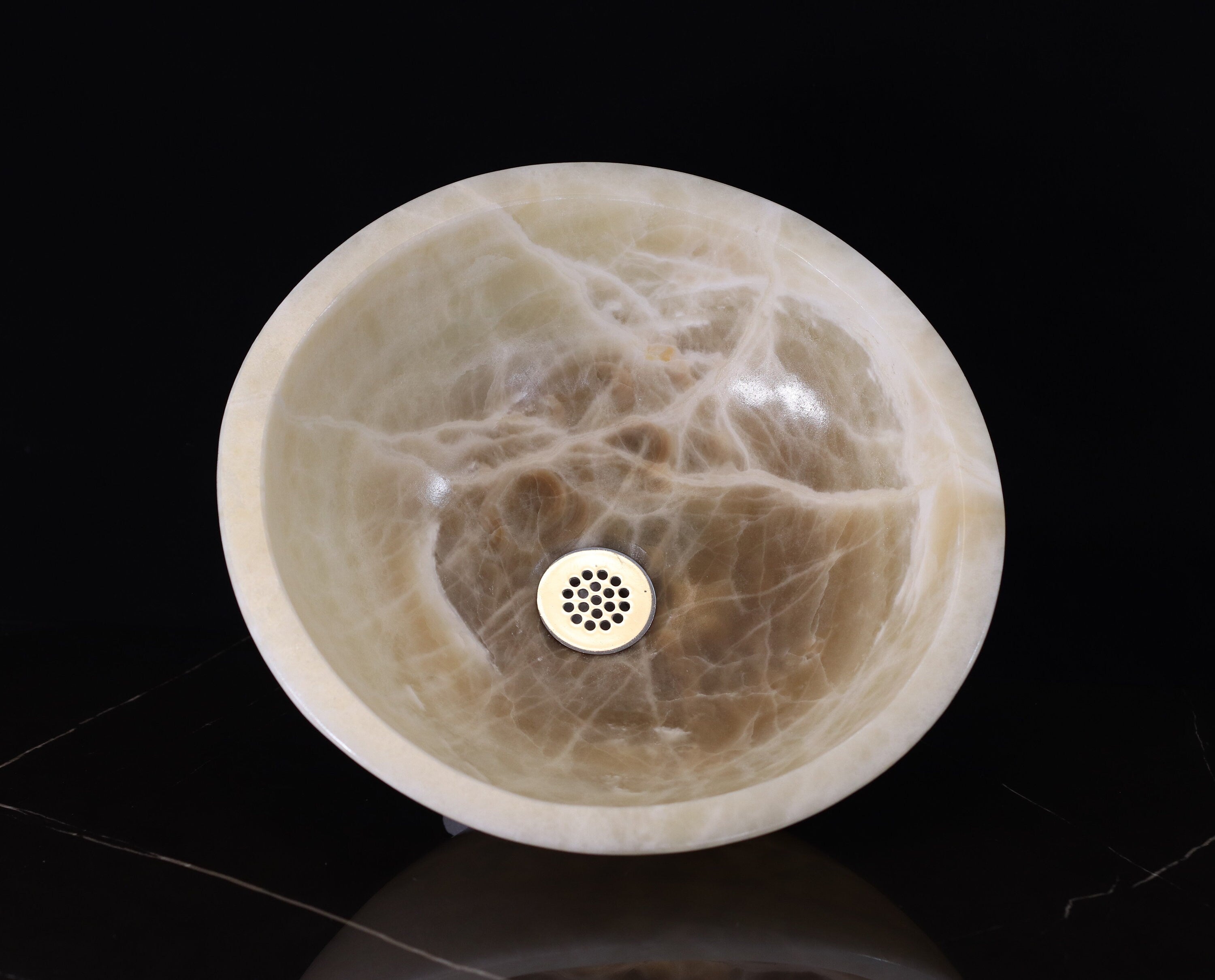 Onyx Stone Vessel Bathroom Sink - Round Onyx sinks Onyx Sinks Sinks