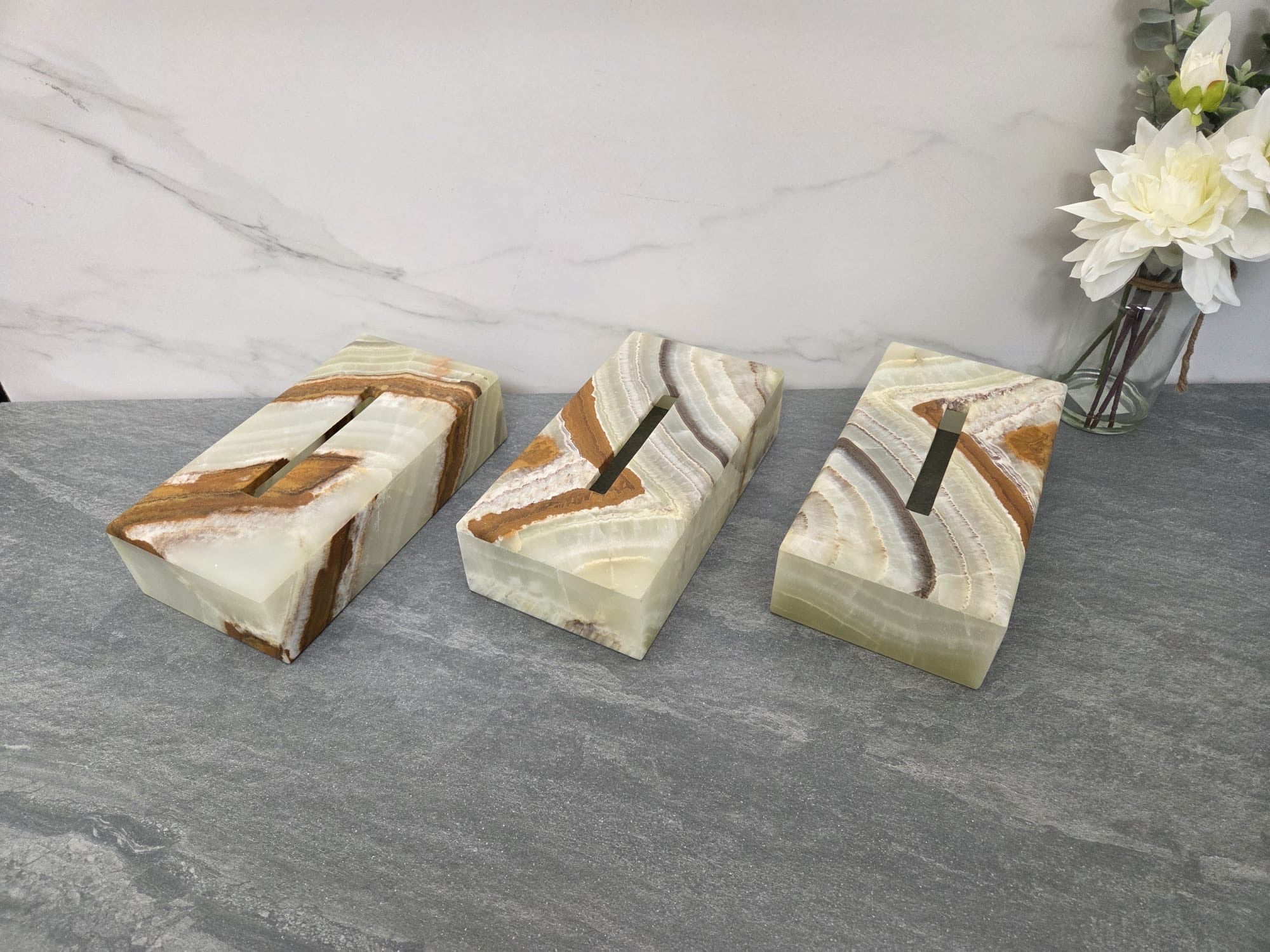 TCRec_15 Green Onyx Stone Tissue Box Cover