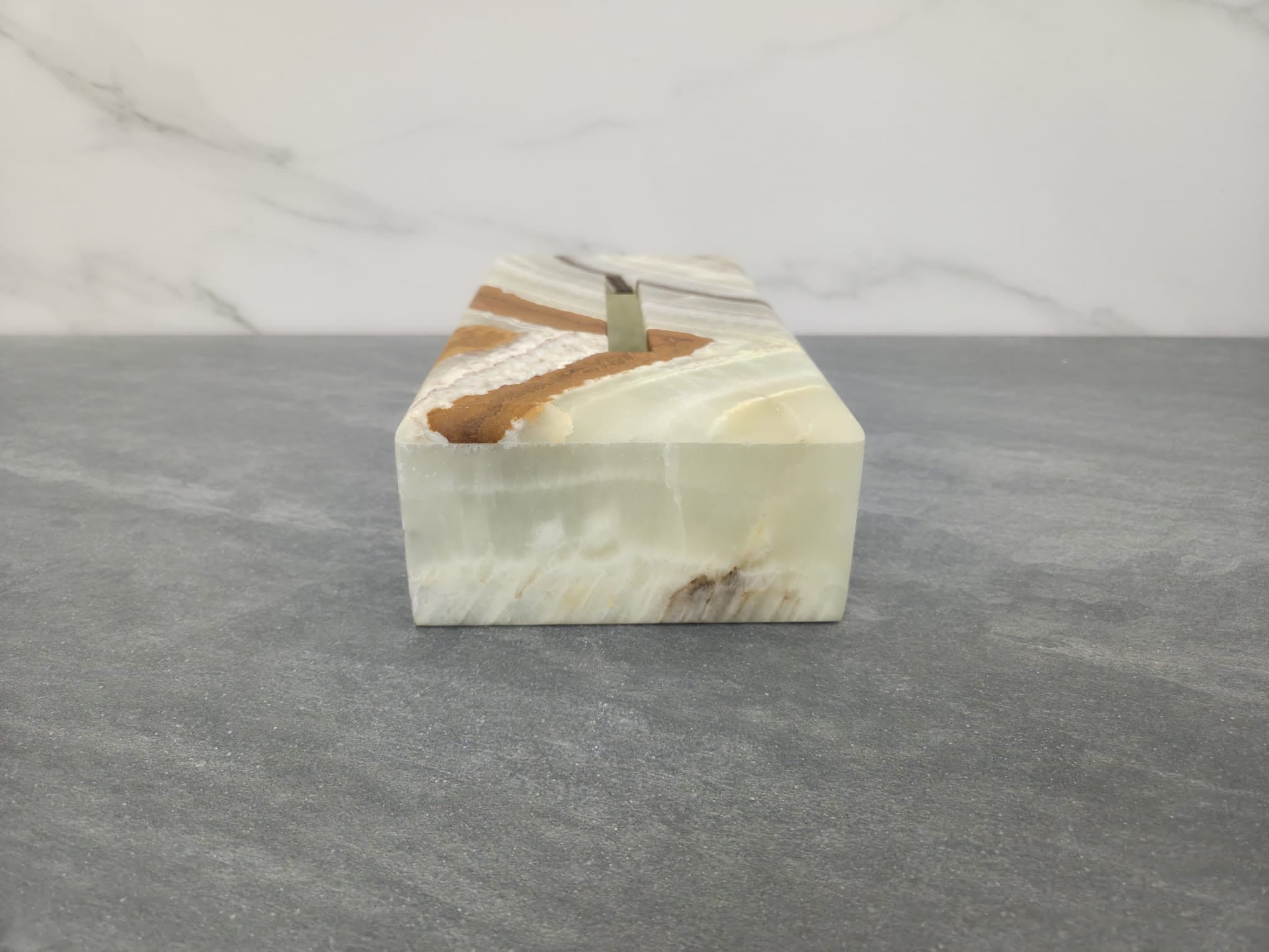 TCRec_15 Green Onyx Stone Tissue Box Cover