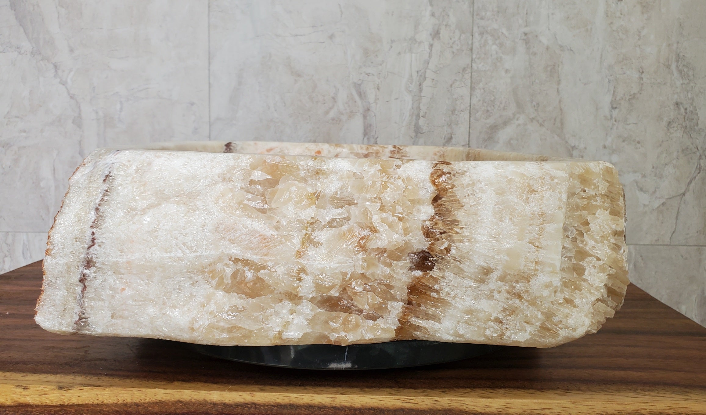 S17_13 Onyx Stone Vessel Bathroom Sink - 17.5 x 16.5 inch