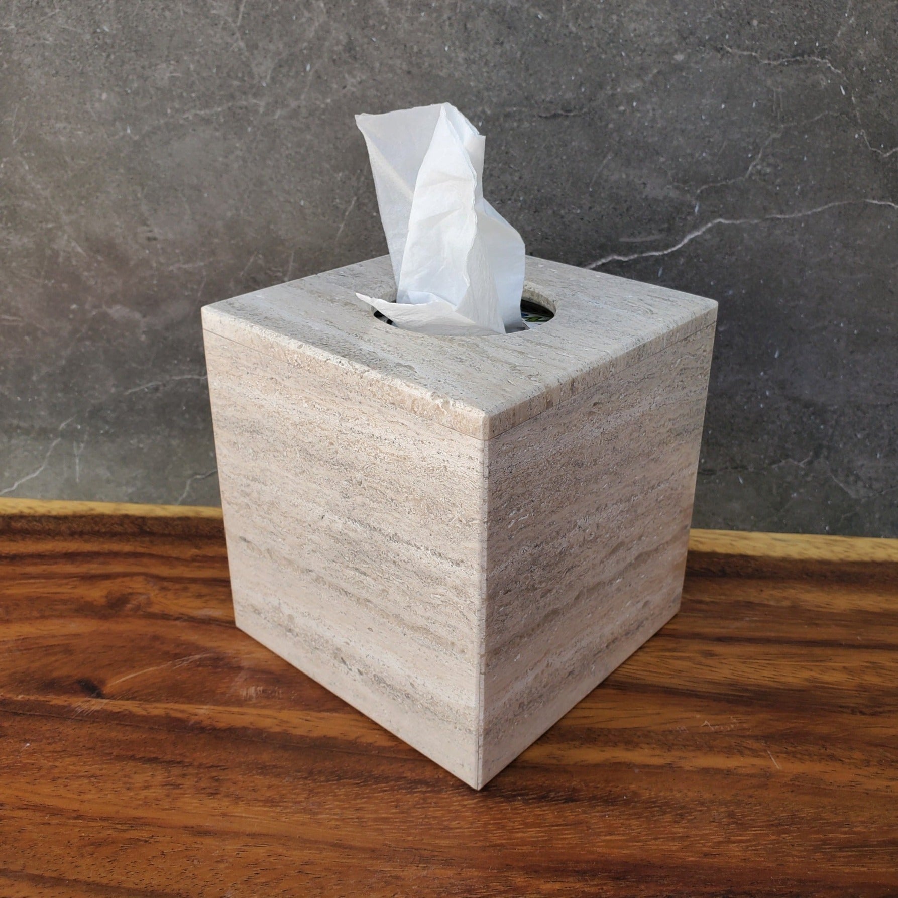 Neutral Travertine Square Stone Tissue Box Cover Tissue Box Cover Accessories Bath Tissue Box Covers