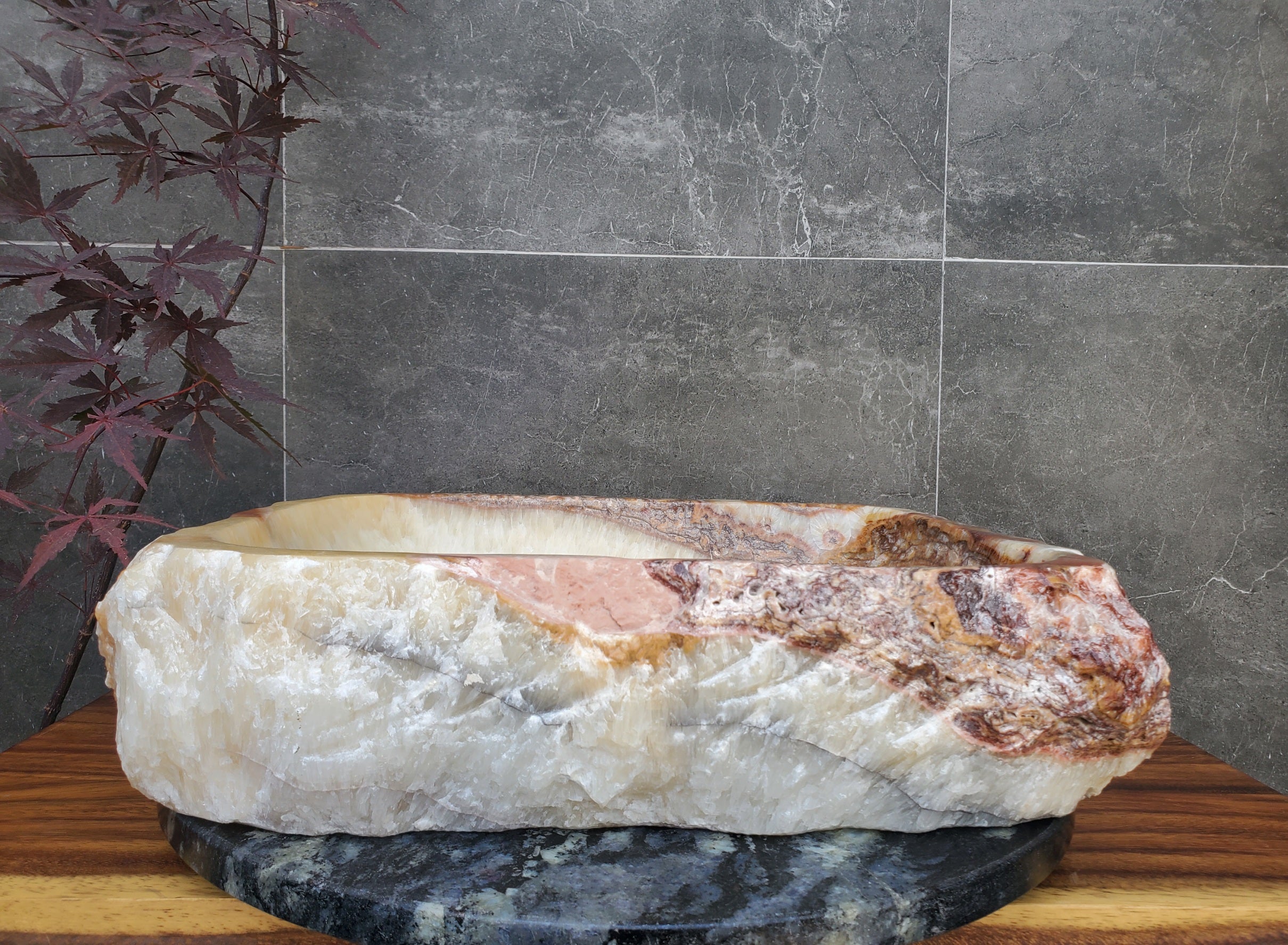 S21_34 Onyx Stone Vessel Bathroom Sink - 19 x 16 inch