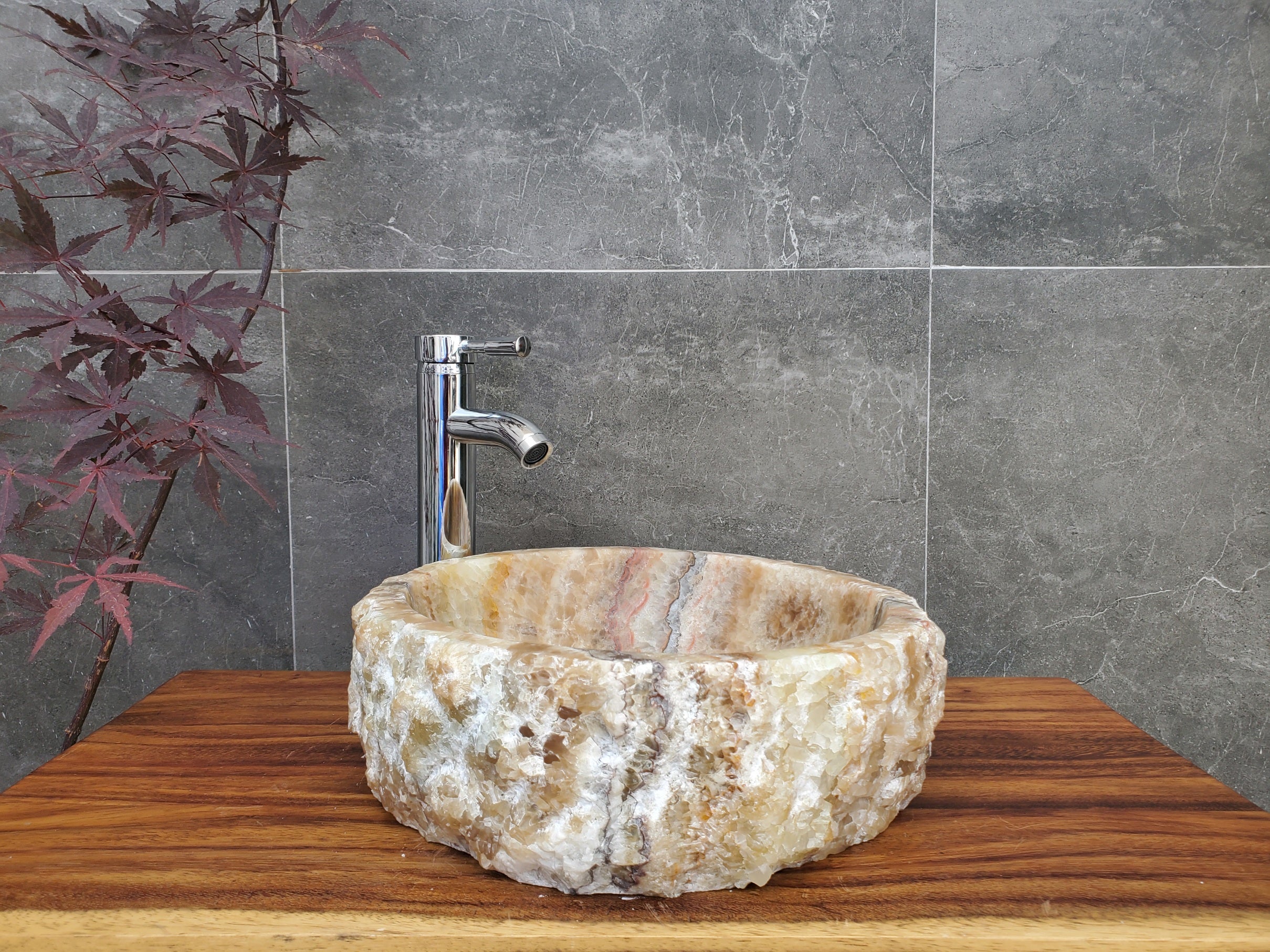 S21_35 Onyx Stone Vessel Sink (Round)