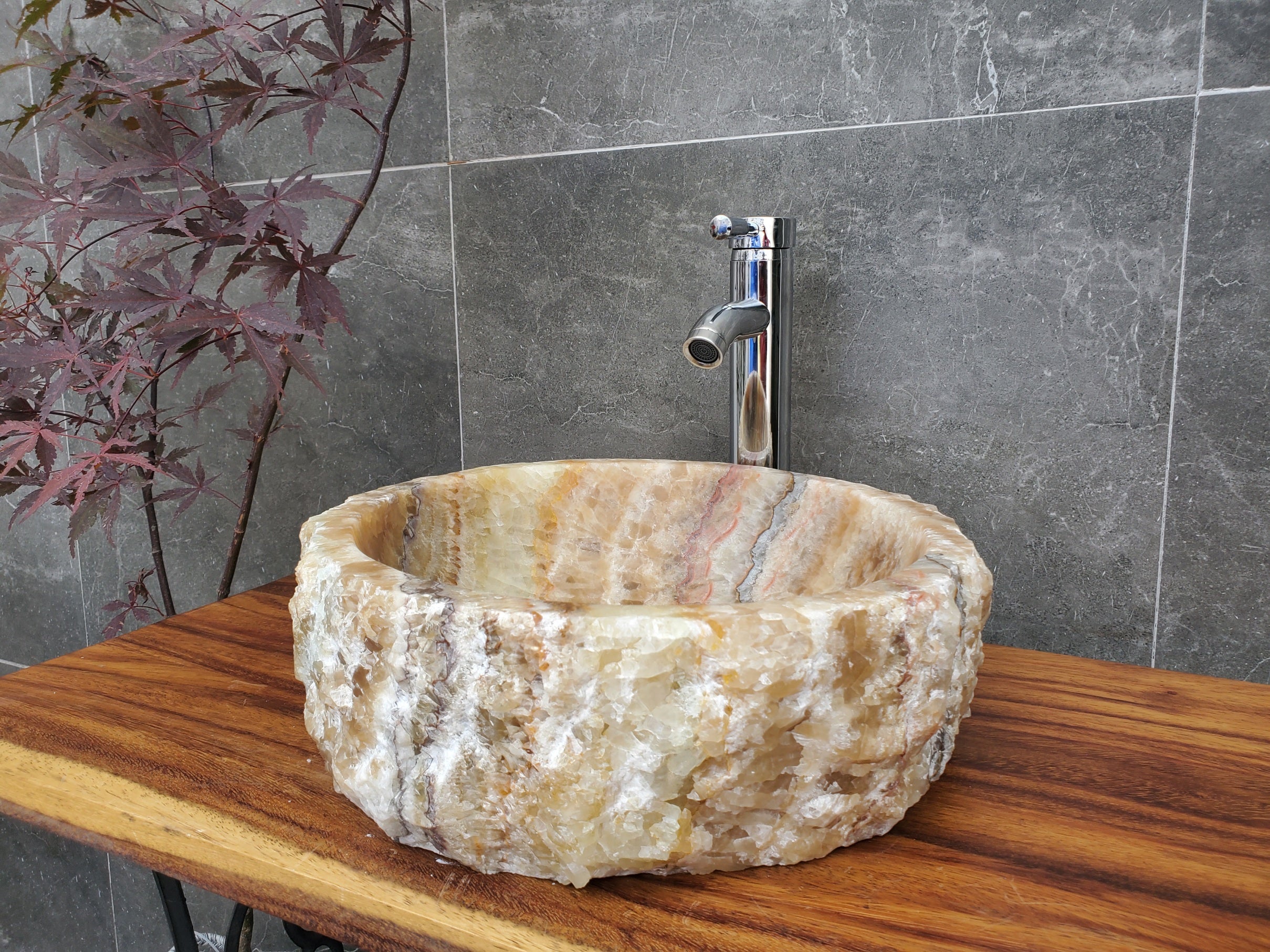 S21_35 Onyx Stone Vessel Sink (Round)
