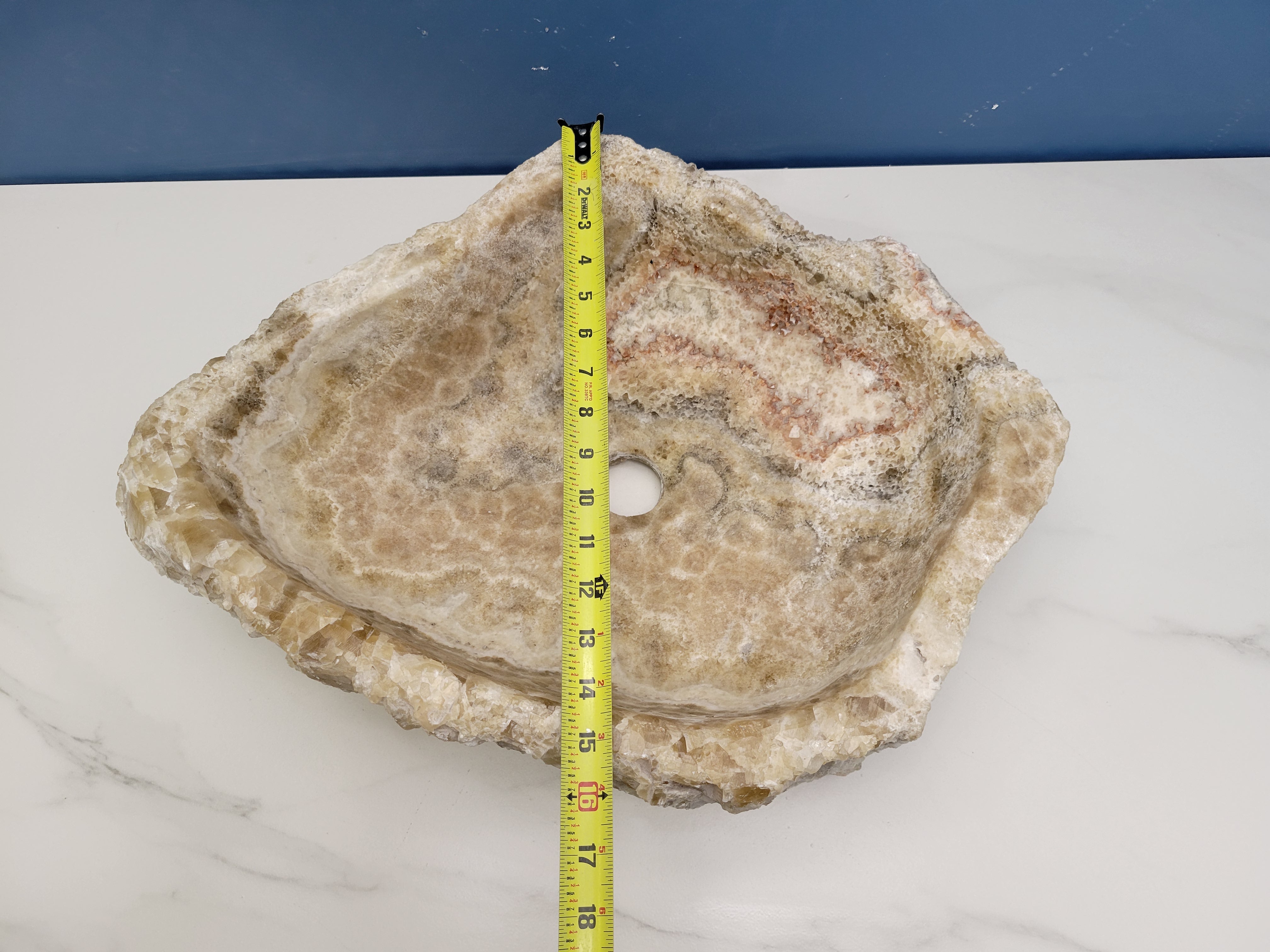 S15_17 Onyx Stone Vessel Bathroom Sink - 17.5 x 15 Inch