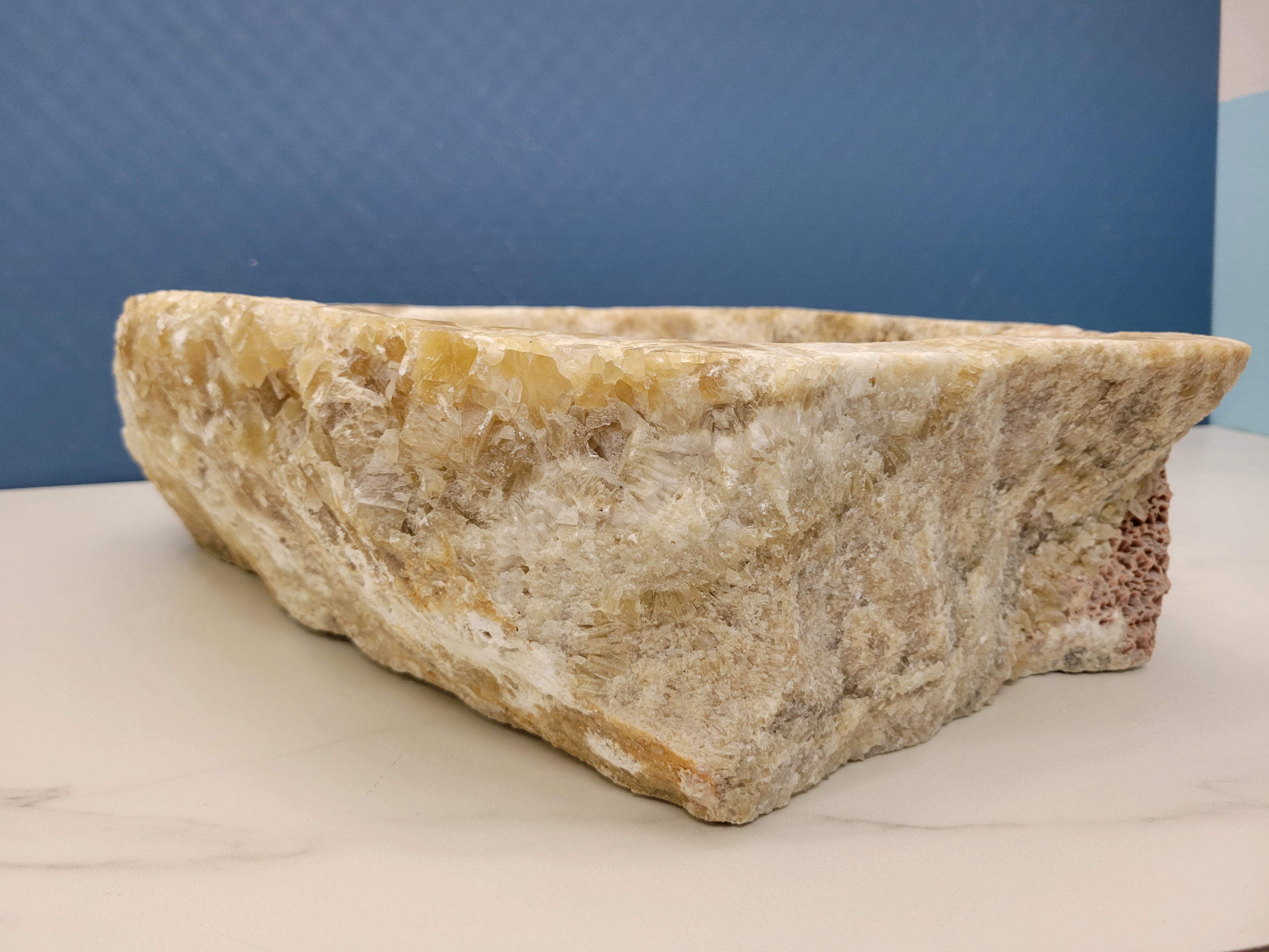 S15_17 Onyx Stone Vessel Bathroom Sink - 17.5 x 15 Inch