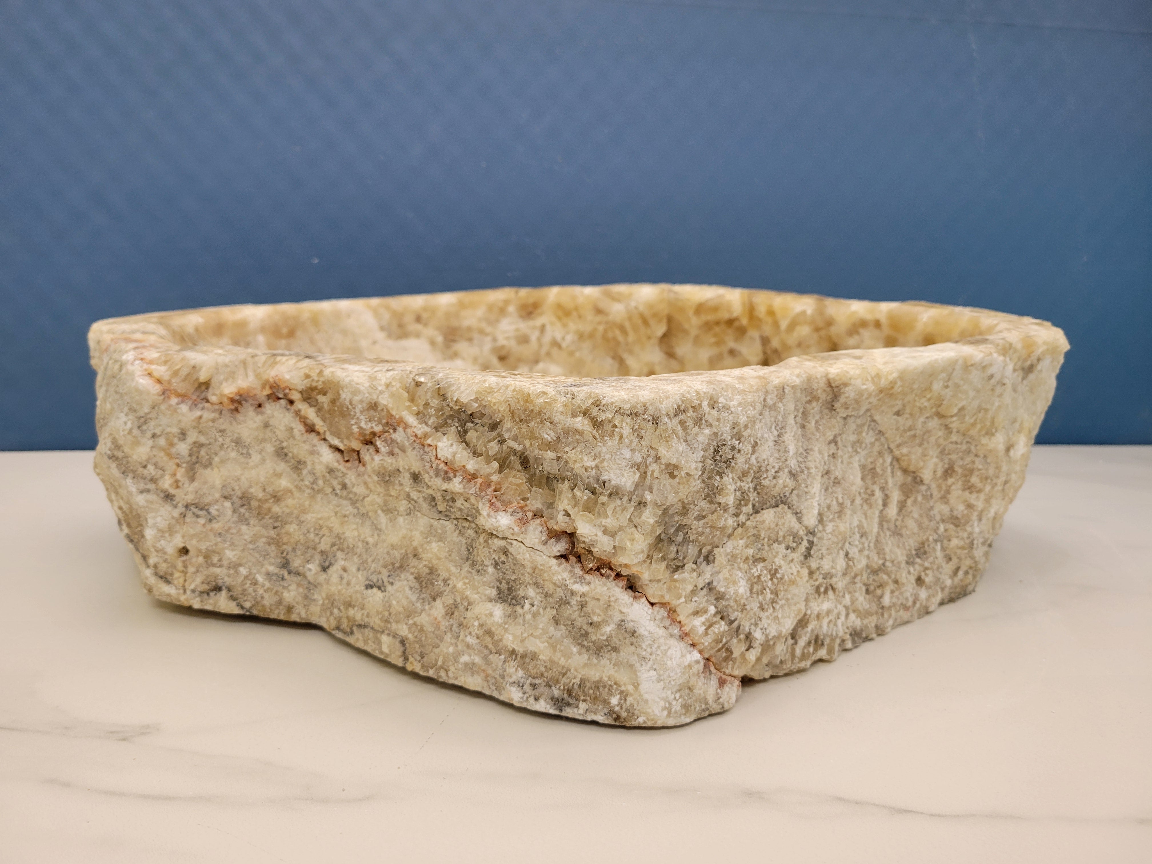 S15_17 Onyx Stone Vessel Bathroom Sink - 17.5 x 15 Inch