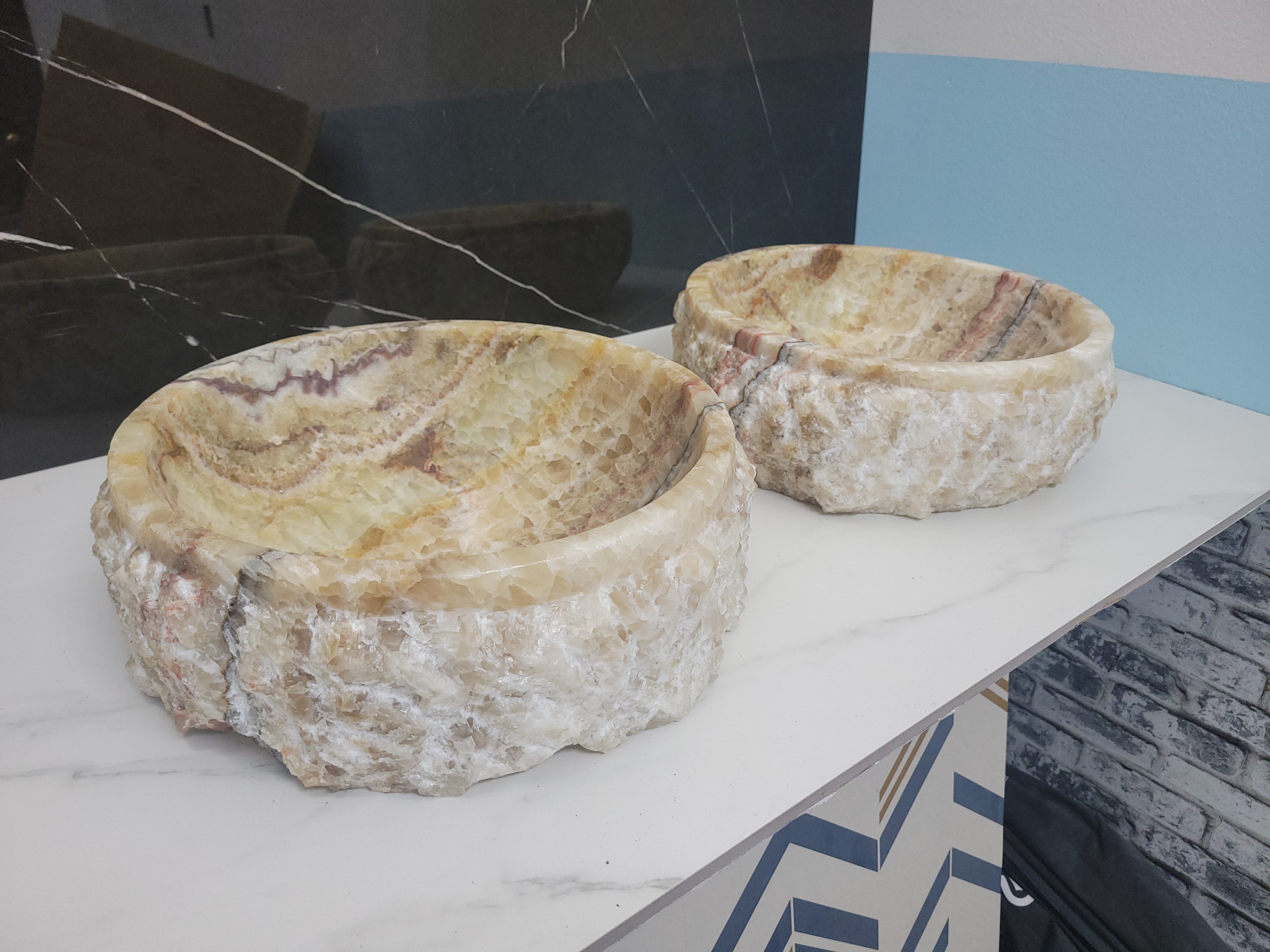 SET1014 Onyx Stone Vessel Sink Pair (Round)