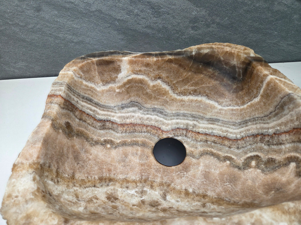 S15_15 Onyx Stone Vessel Bathroom Sink - 18.5 x 14.5 inch Bathroom Sinks Featured Onyx Sinks Sinks