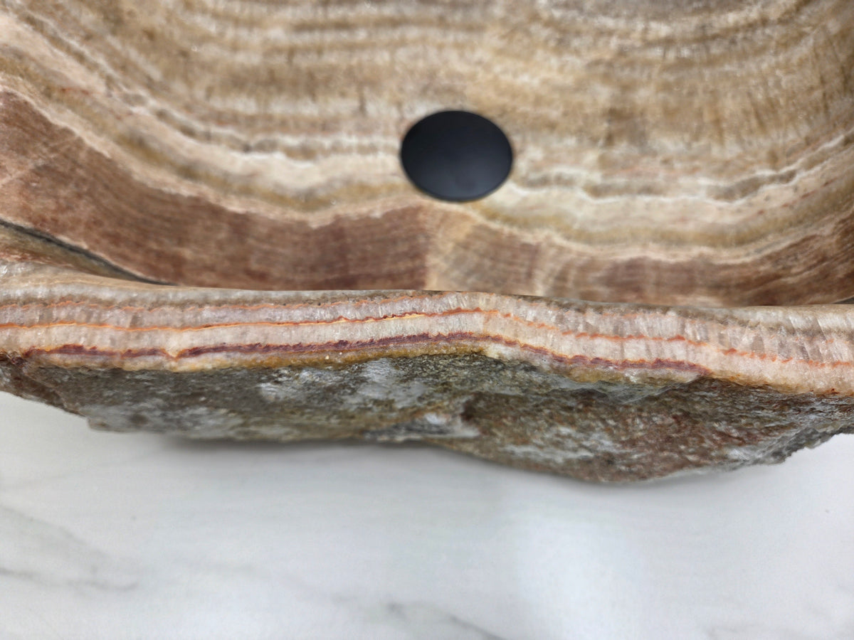 S15_19 Onyx Stone Vessel Bathroom Sink - 19 x 14.5 inch Bathroom Sinks Featured Onyx Sinks Sinks