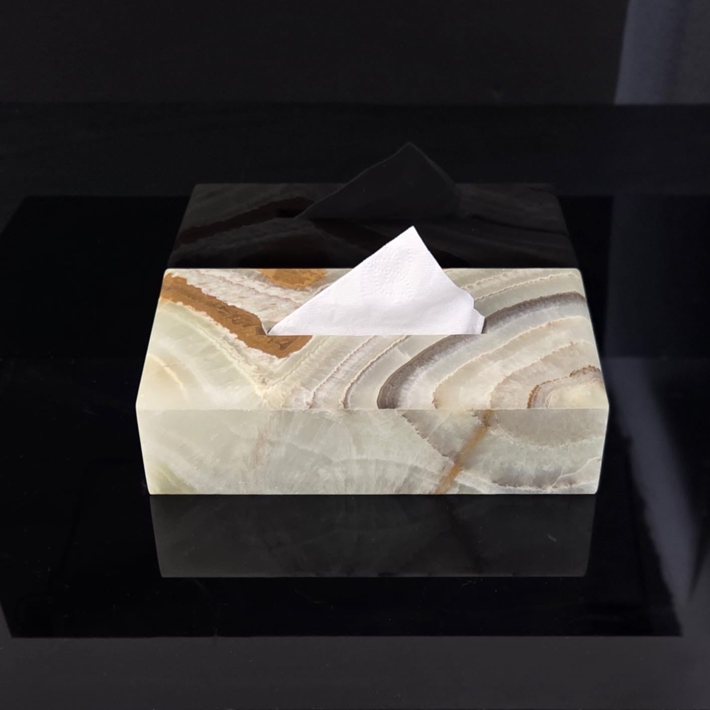 TCRec_15 Green Onyx Stone Tissue Box Cover