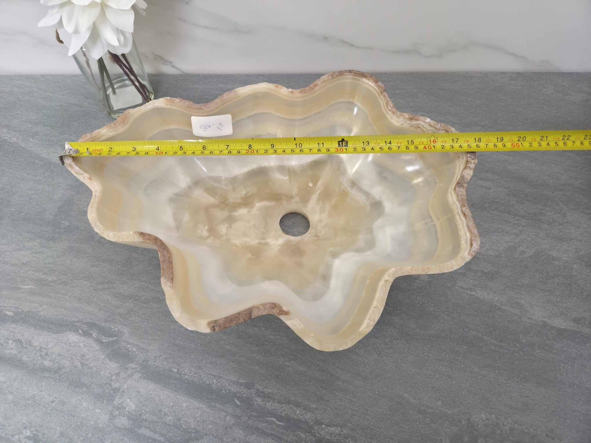 S16_17 Onyx Stone Vessel Bathroom Sink - 17 x 14 inch