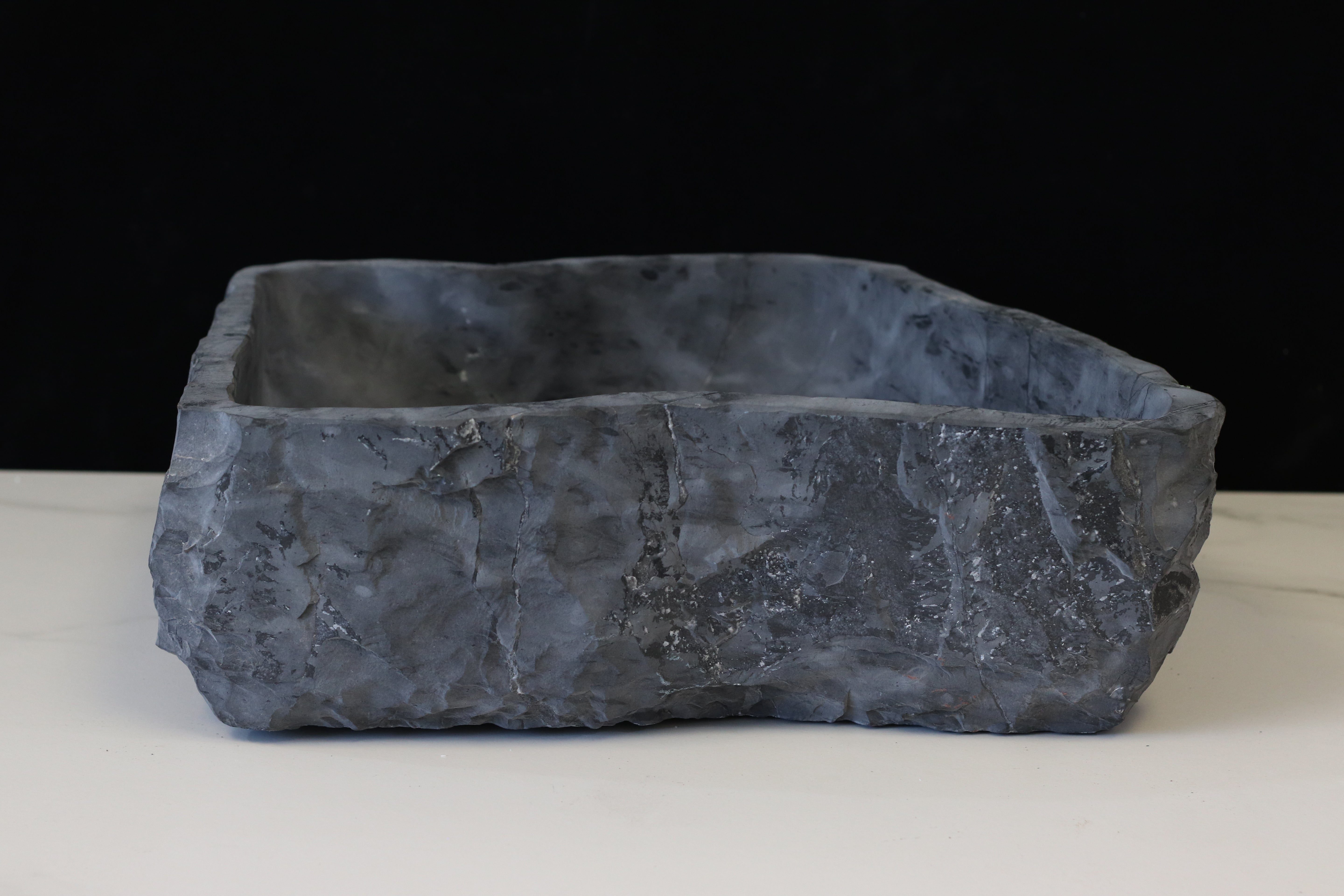 Black and Gray Onyx Stone  Bathroom Vessel Sink. Epoxy Sealant is available with fast shipping. Standard drain size. A beautiful work of rustic art. Handmade. Buy Now at www.felipeandgrace.com