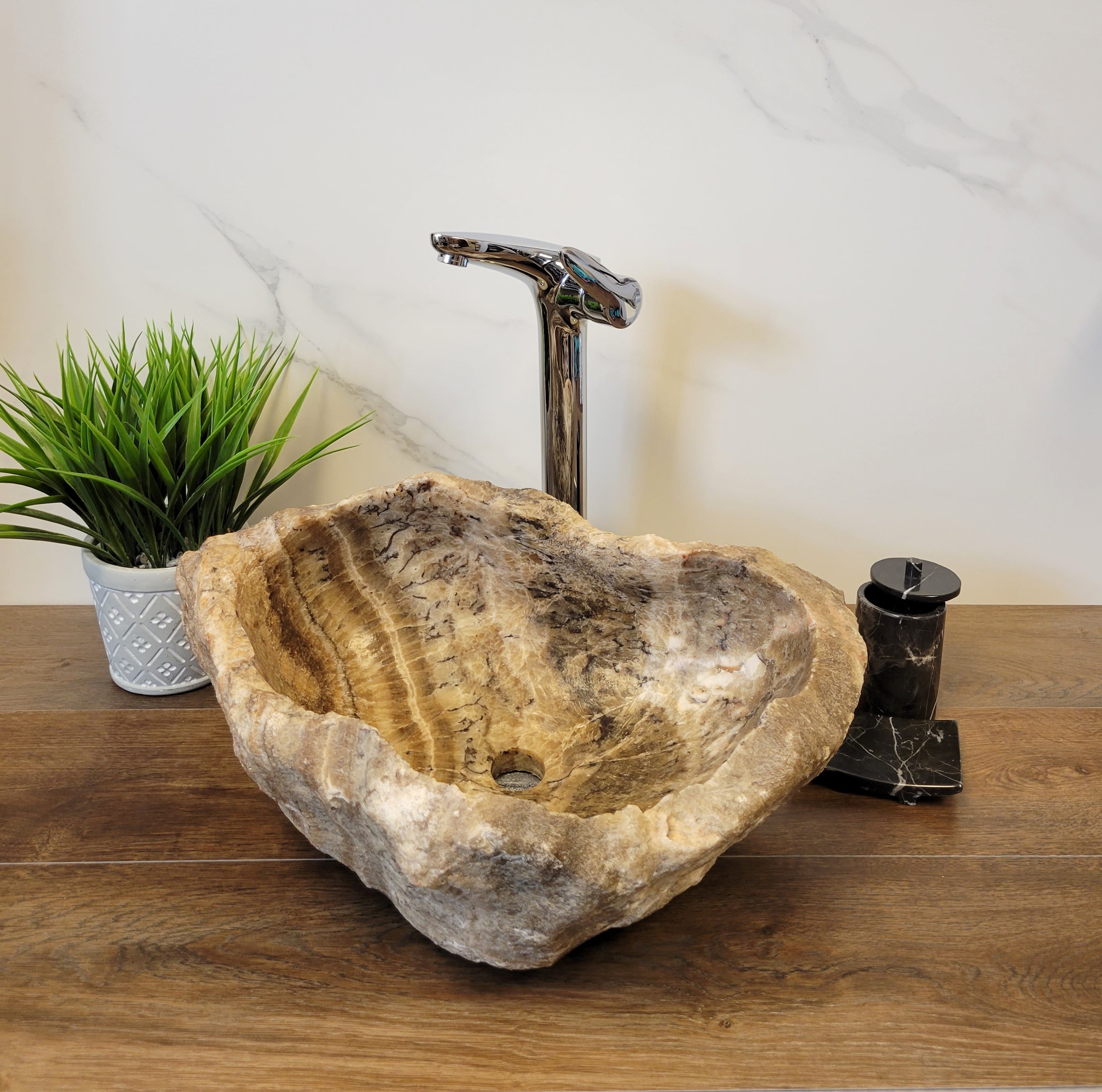 S2_11 Brown Onyx Stone Vessel Sink