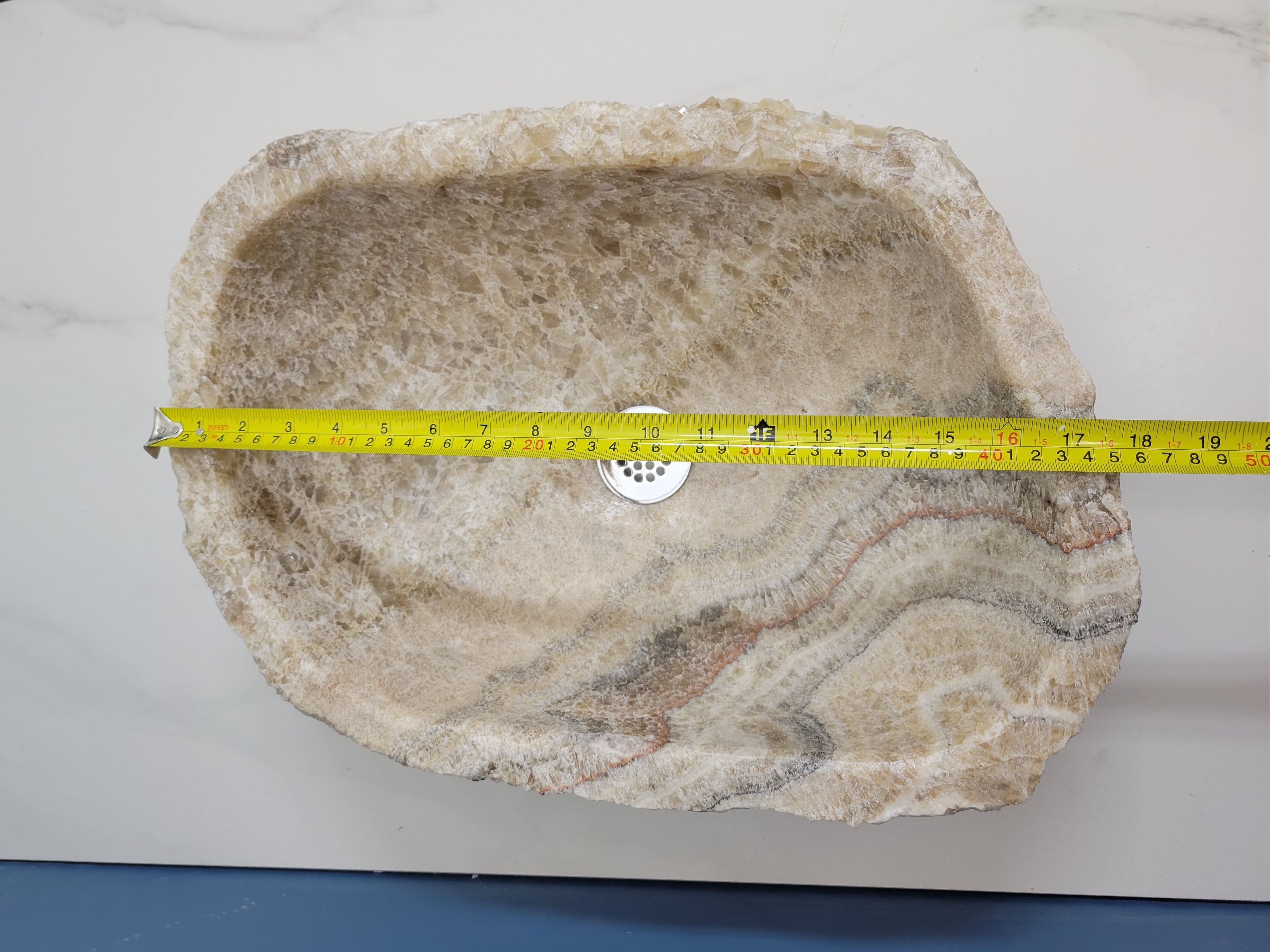 S13_05 Onyx Stone Bathroom Vessel Sink - 15.5 x 13.5 inch