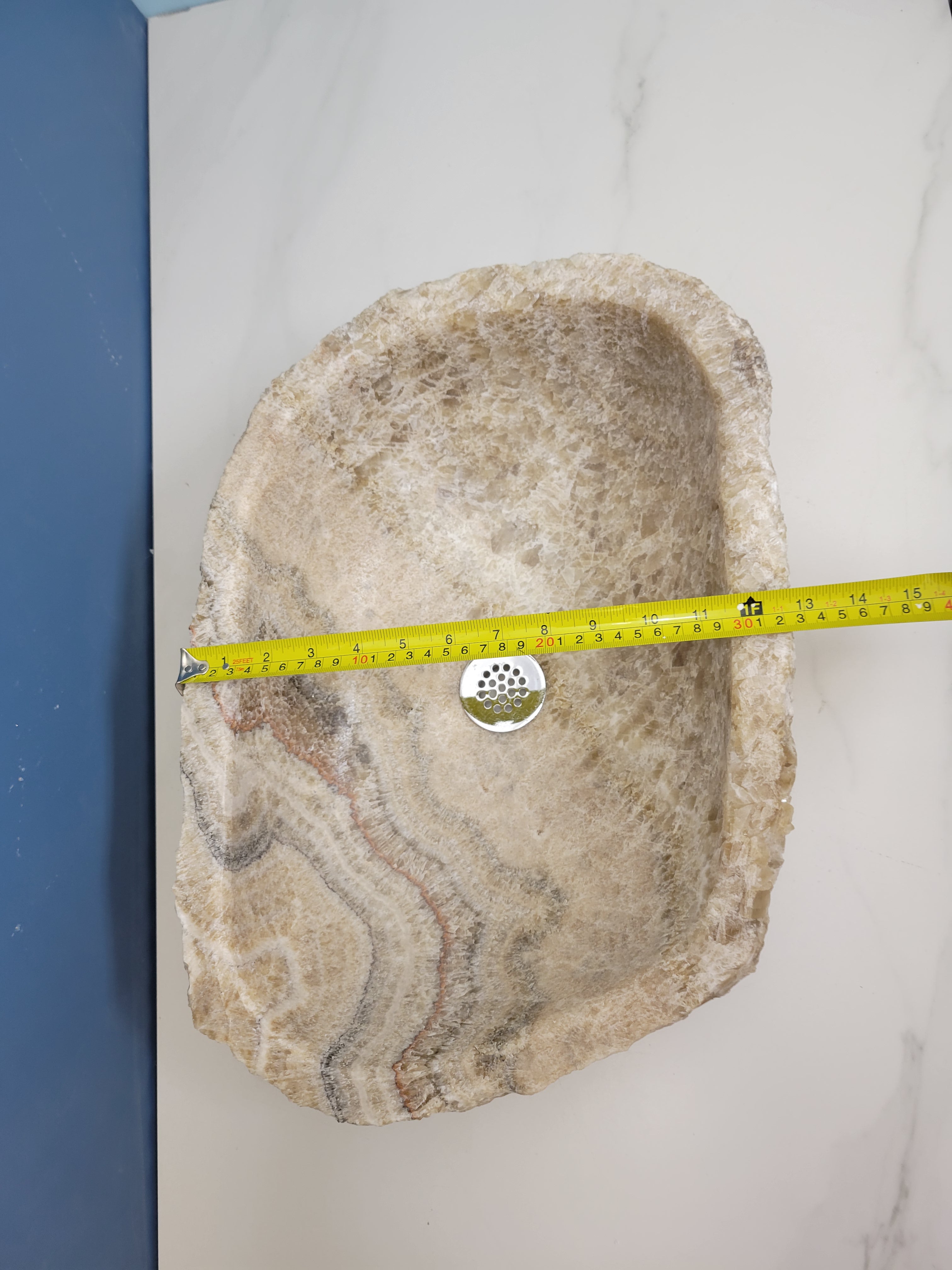 S13_05 Onyx Stone Bathroom Vessel Sink - 15.5 x 13.5 inch