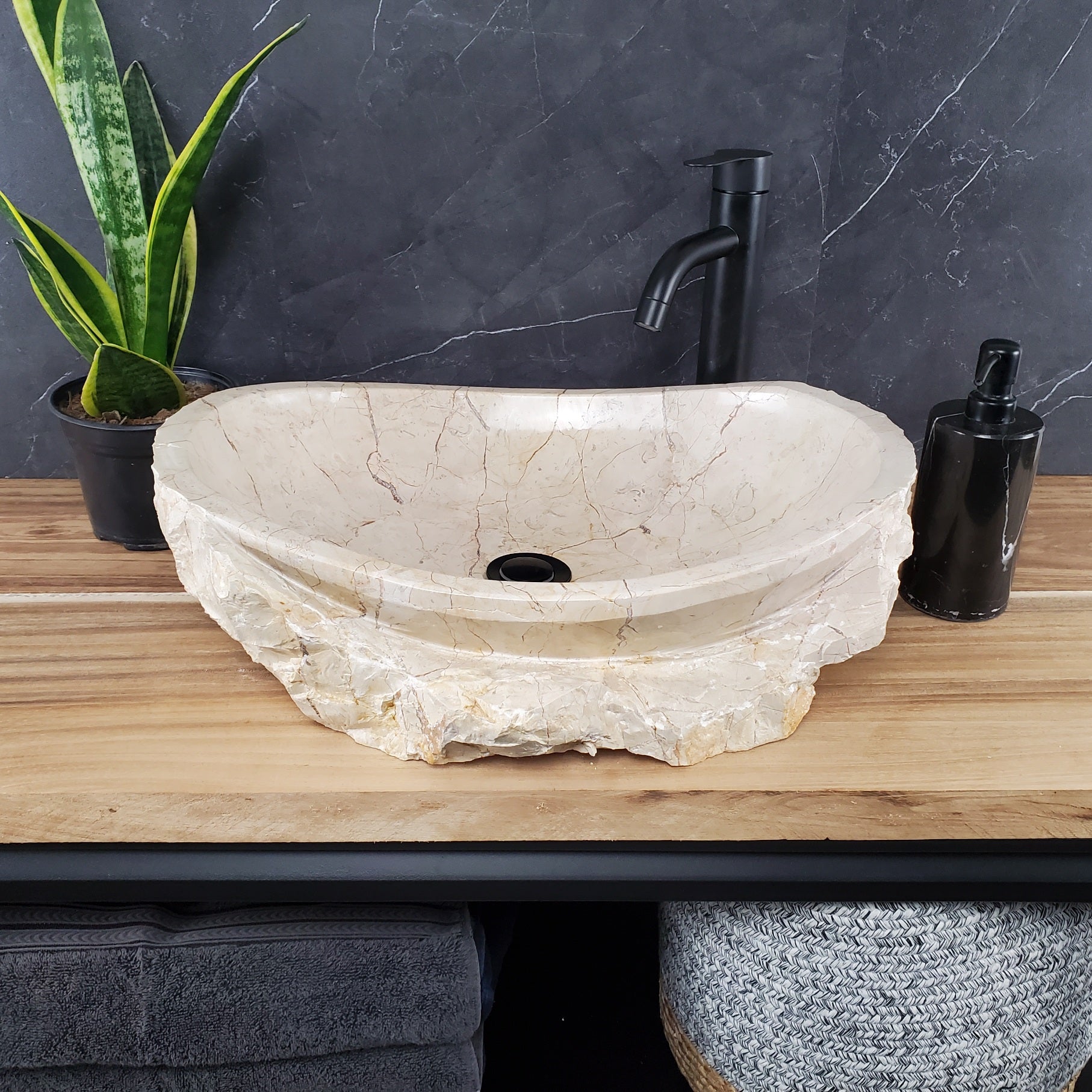 SET1043 Oval Marble Stone Vessel Sink (Set of 2)