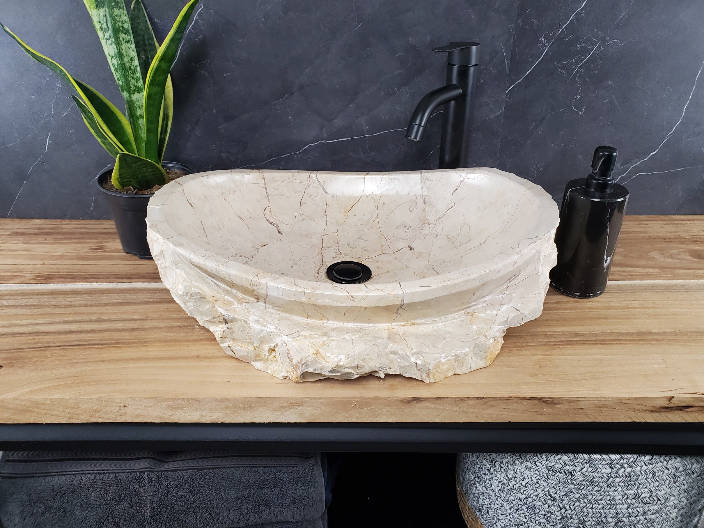 S28_25 Marble Stone Vessel Bathroom Sink