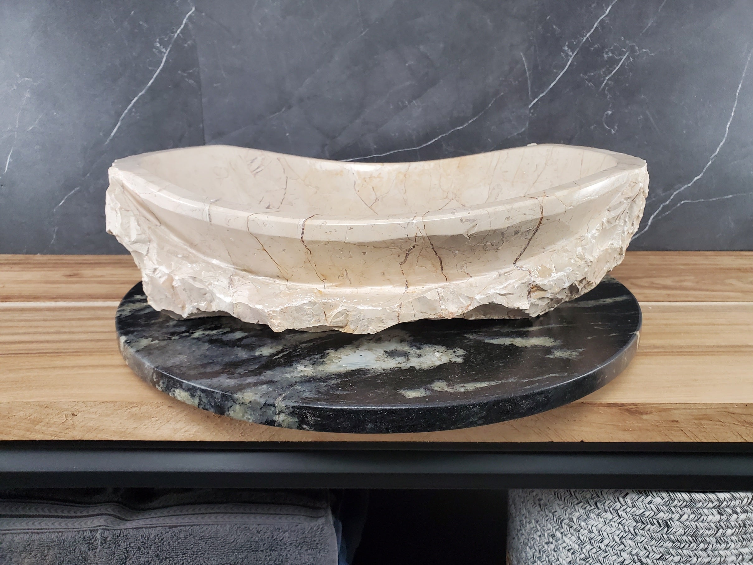 S28_25 Marble Stone Vessel Bathroom Sink - 20 x 16 inch