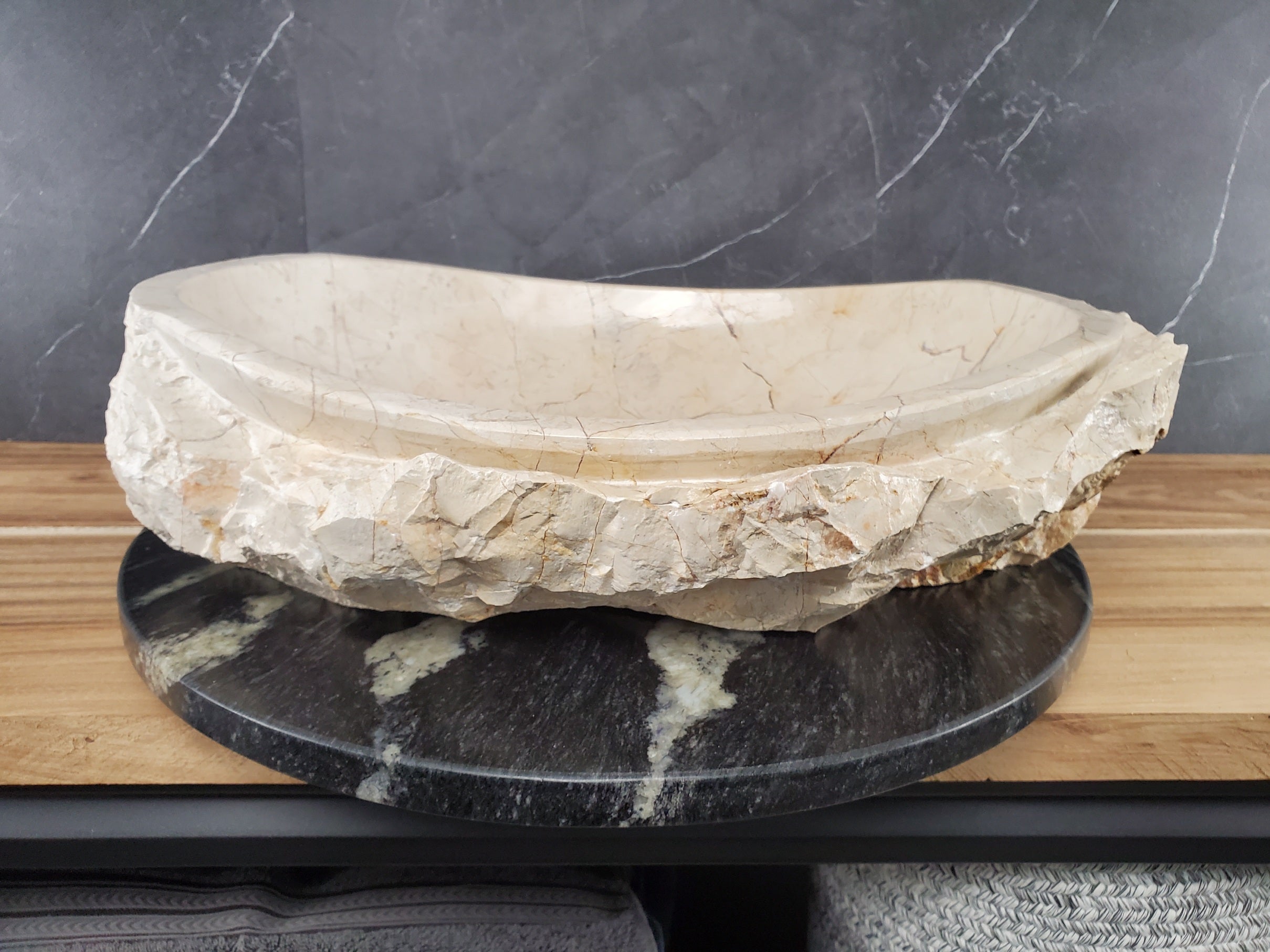 S28_24 Marble Stone Vessel Bathroom Sink - 20 x 15 inch