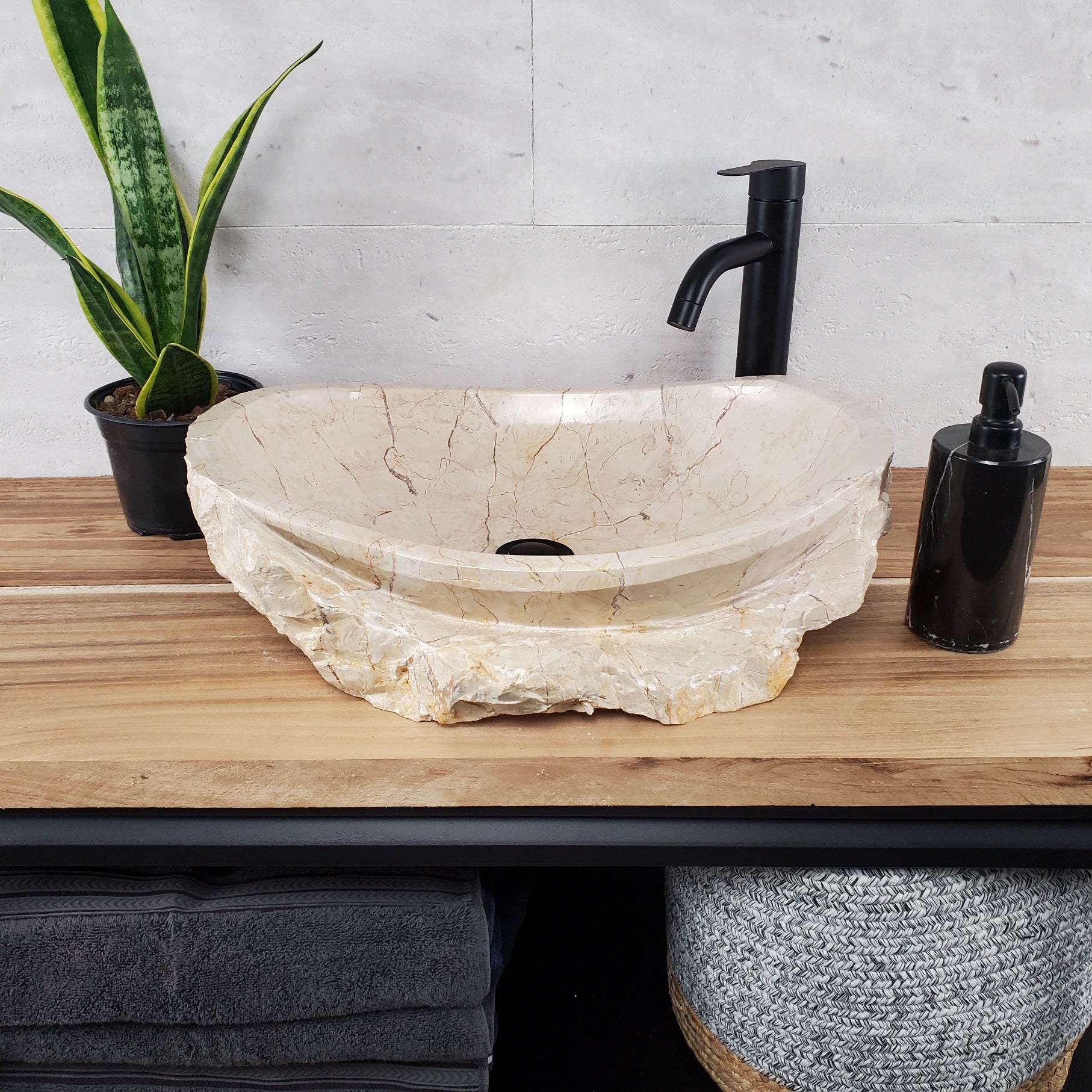 S28_25 Marble Stone Vessel Bathroom Sink