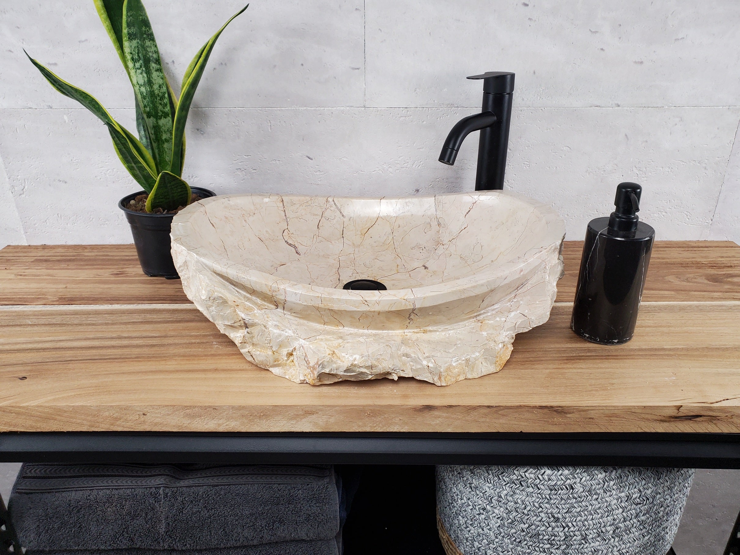 S28_25 Marble Stone Vessel Bathroom Sink - 20 x 16 inch