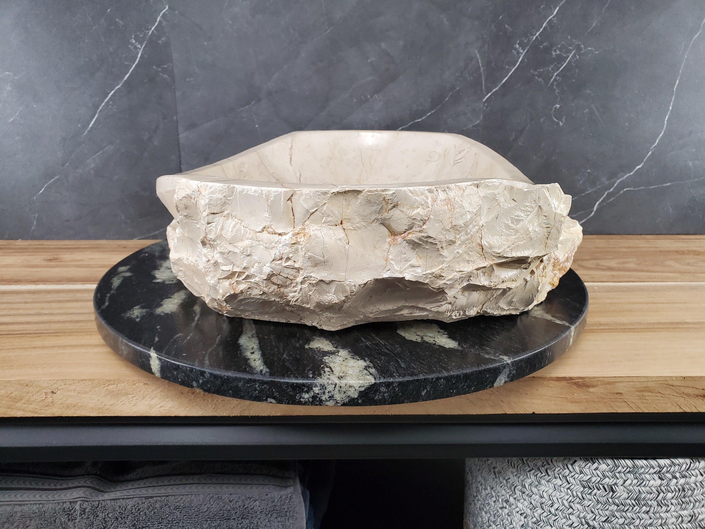 S28_25 Marble Stone Vessel Bathroom Sink - 20 x 16 inch