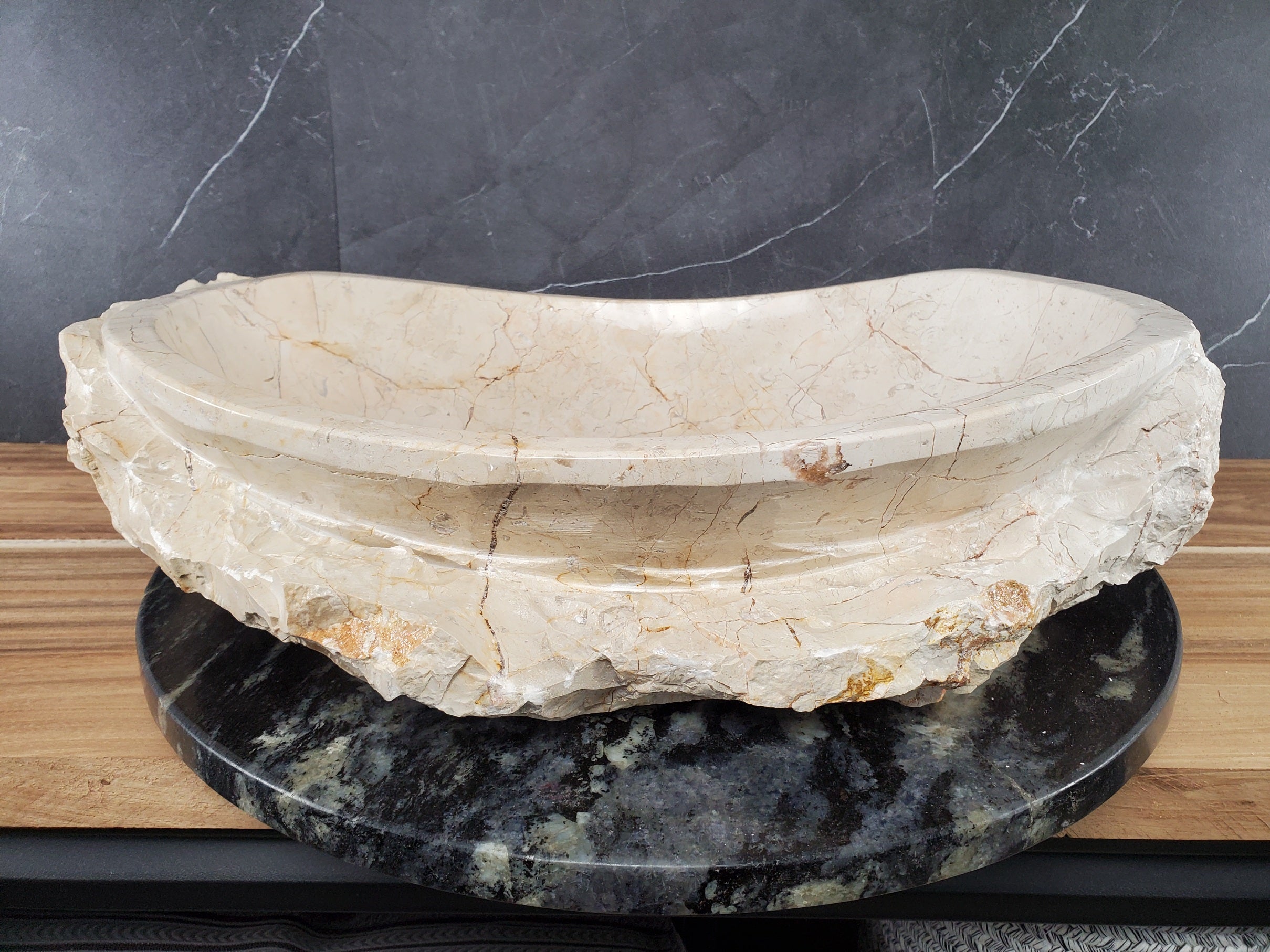 S28_24 Marble Stone Vessel Bathroom Sink - 20 x 15 inch