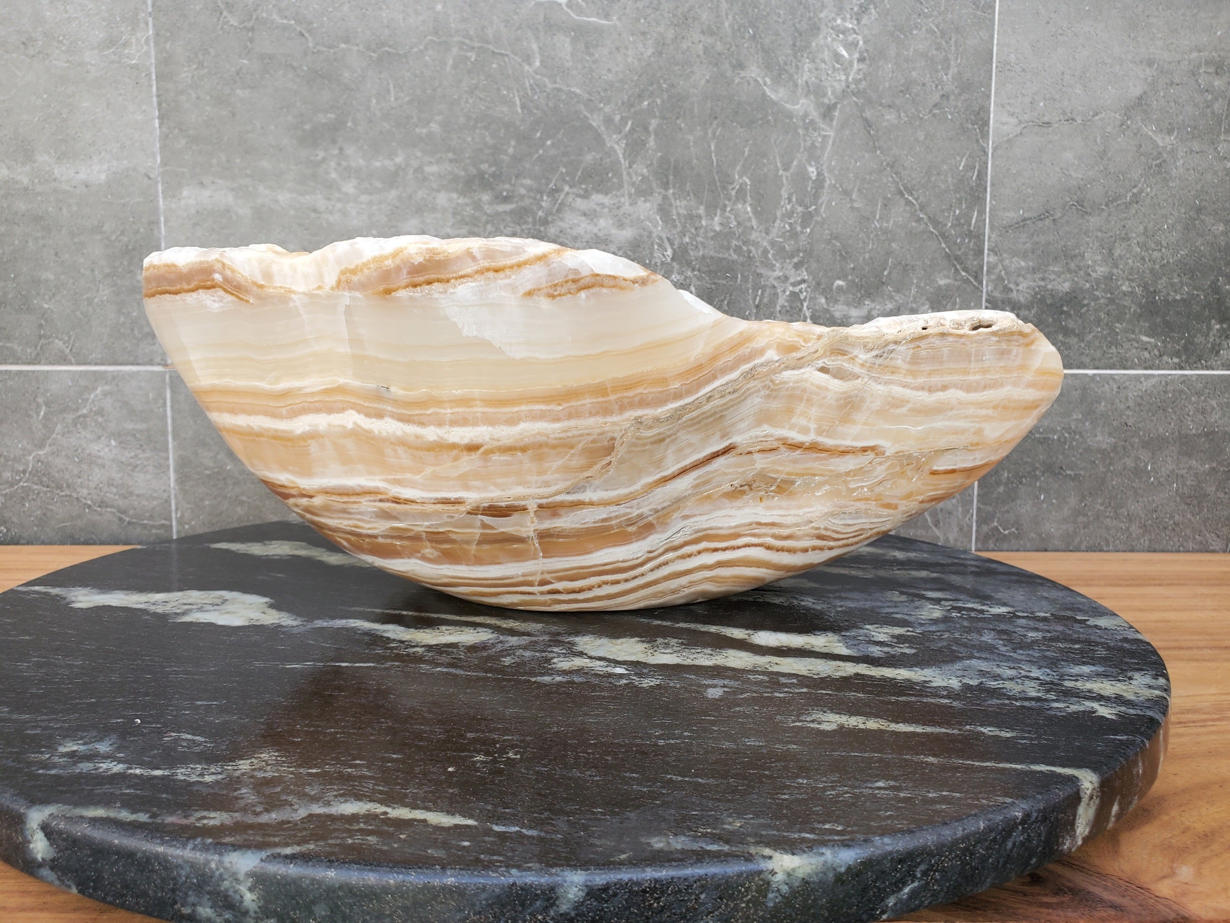 S31_06 Onyx Stone Bathroom Vessel Sink - 15.5 x 13 inch