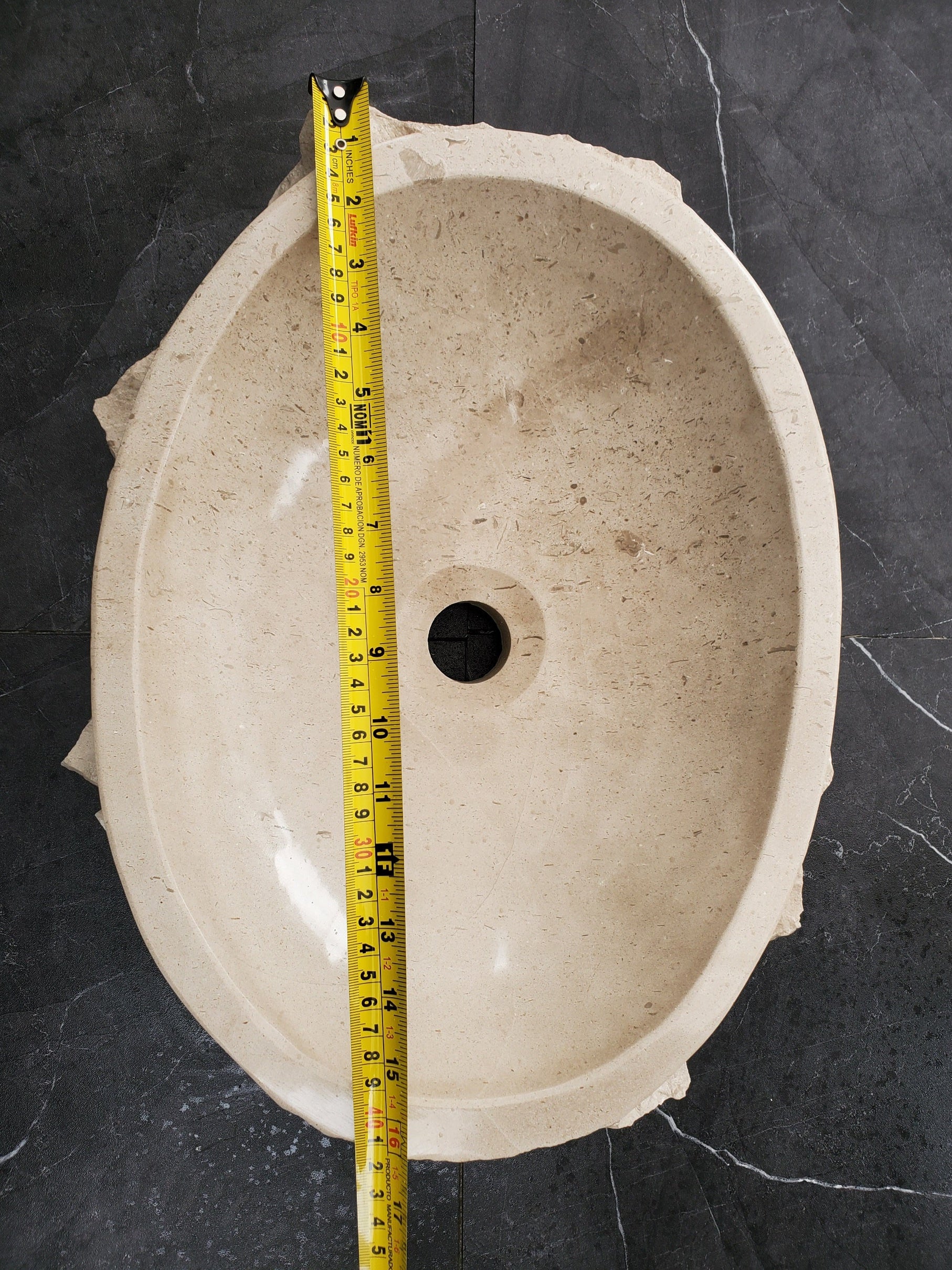 SET3201 Oval Travertine Limestone Vessel Sink Set
