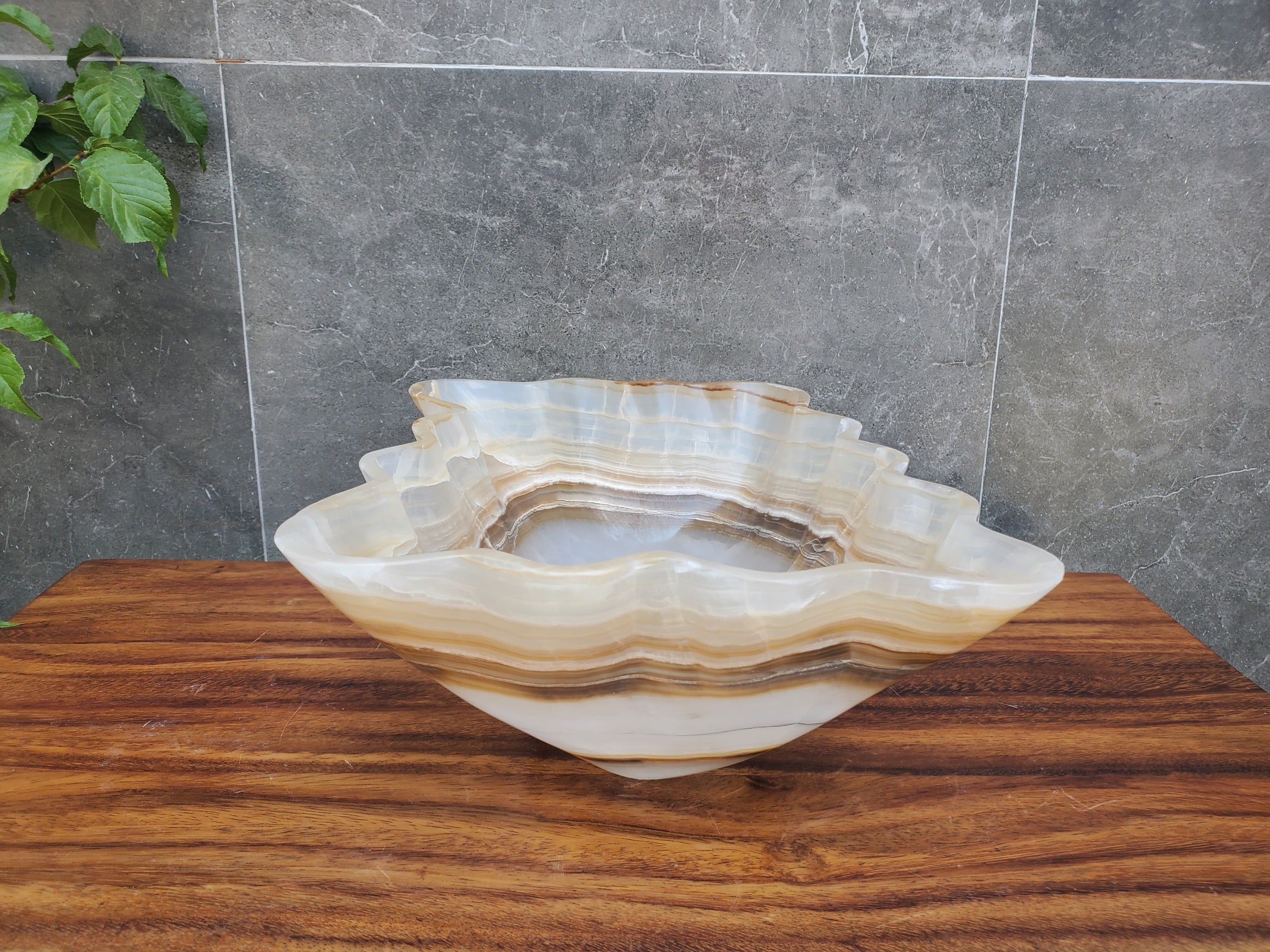 S22_11 White and Brown Onyx Bathroom Vessel Sink