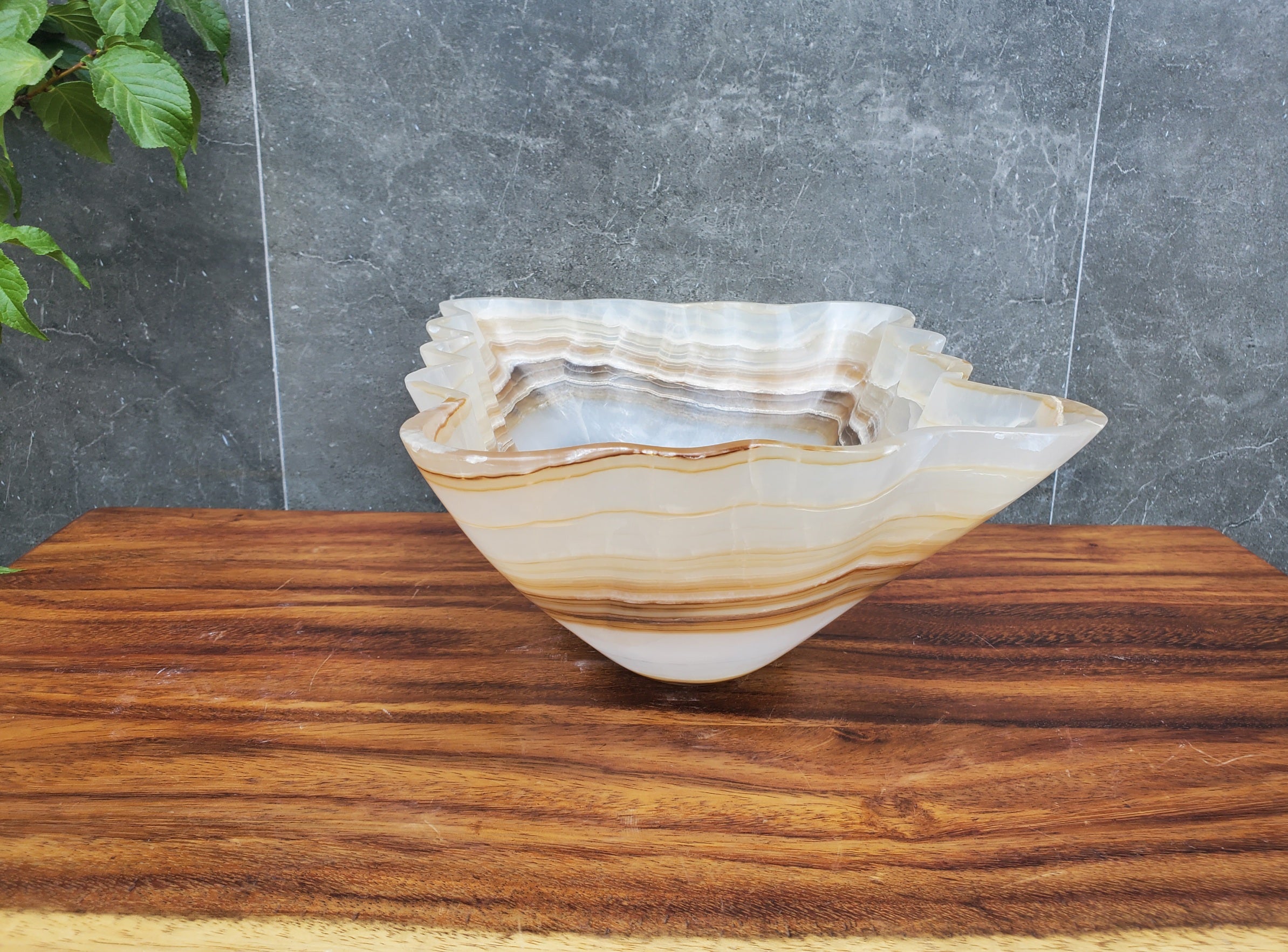 S22_11 White and Brown Onyx Bathroom Vessel Sink