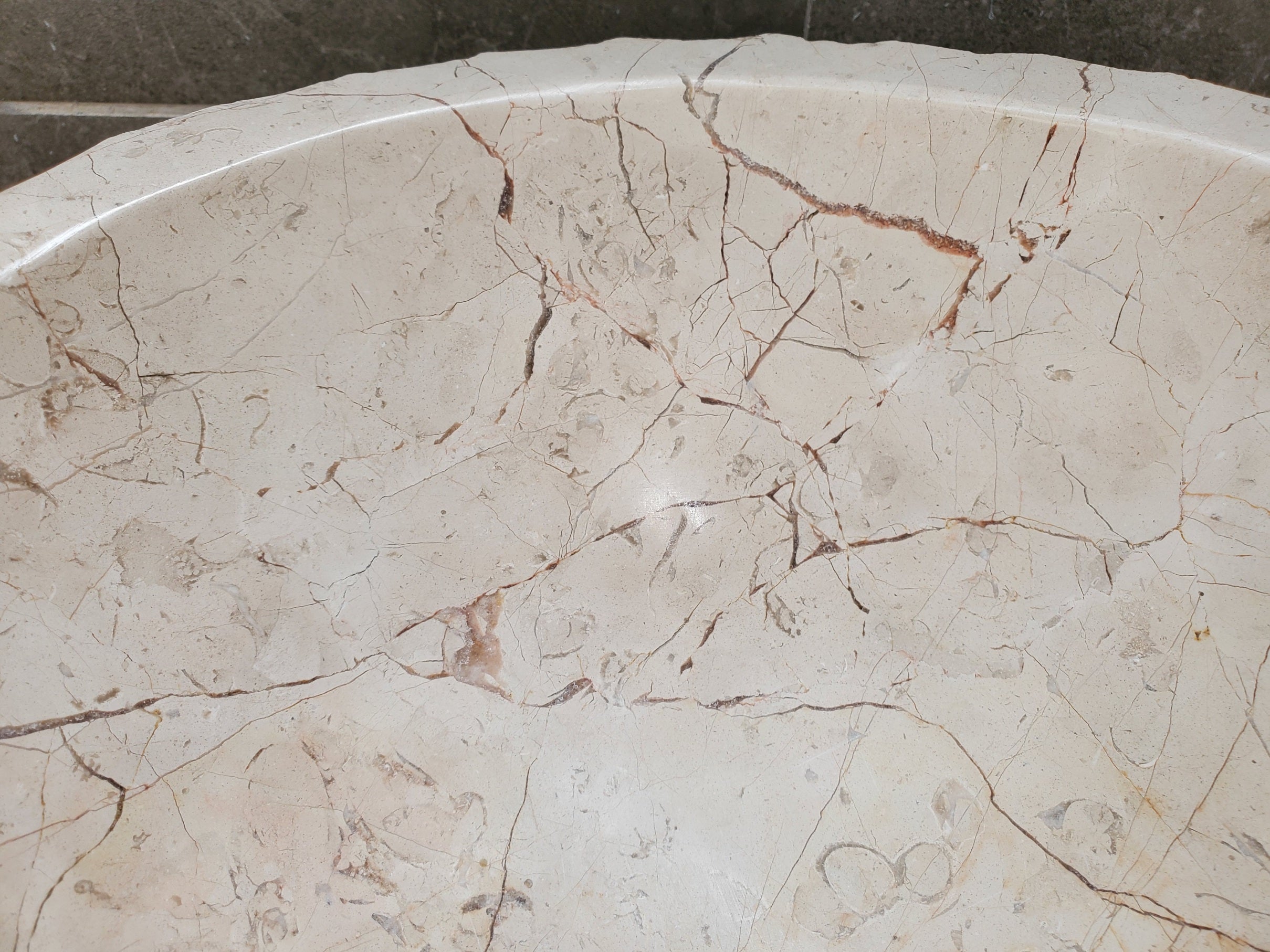 S31_37 Oval Carved Marble Vessel Sink - 20 x 15 inch