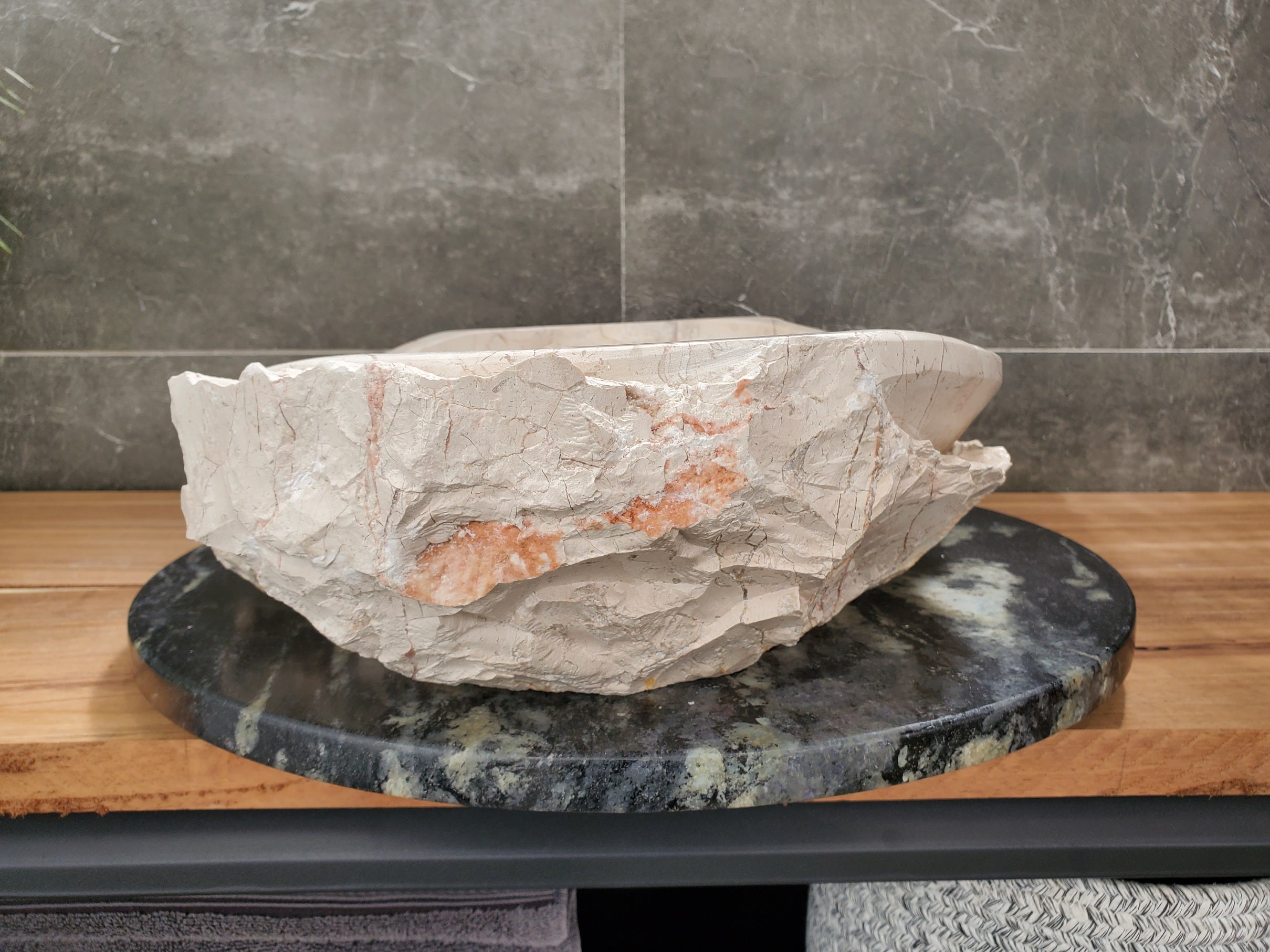 S31_36 Oval Carved Marble Vessel Sink