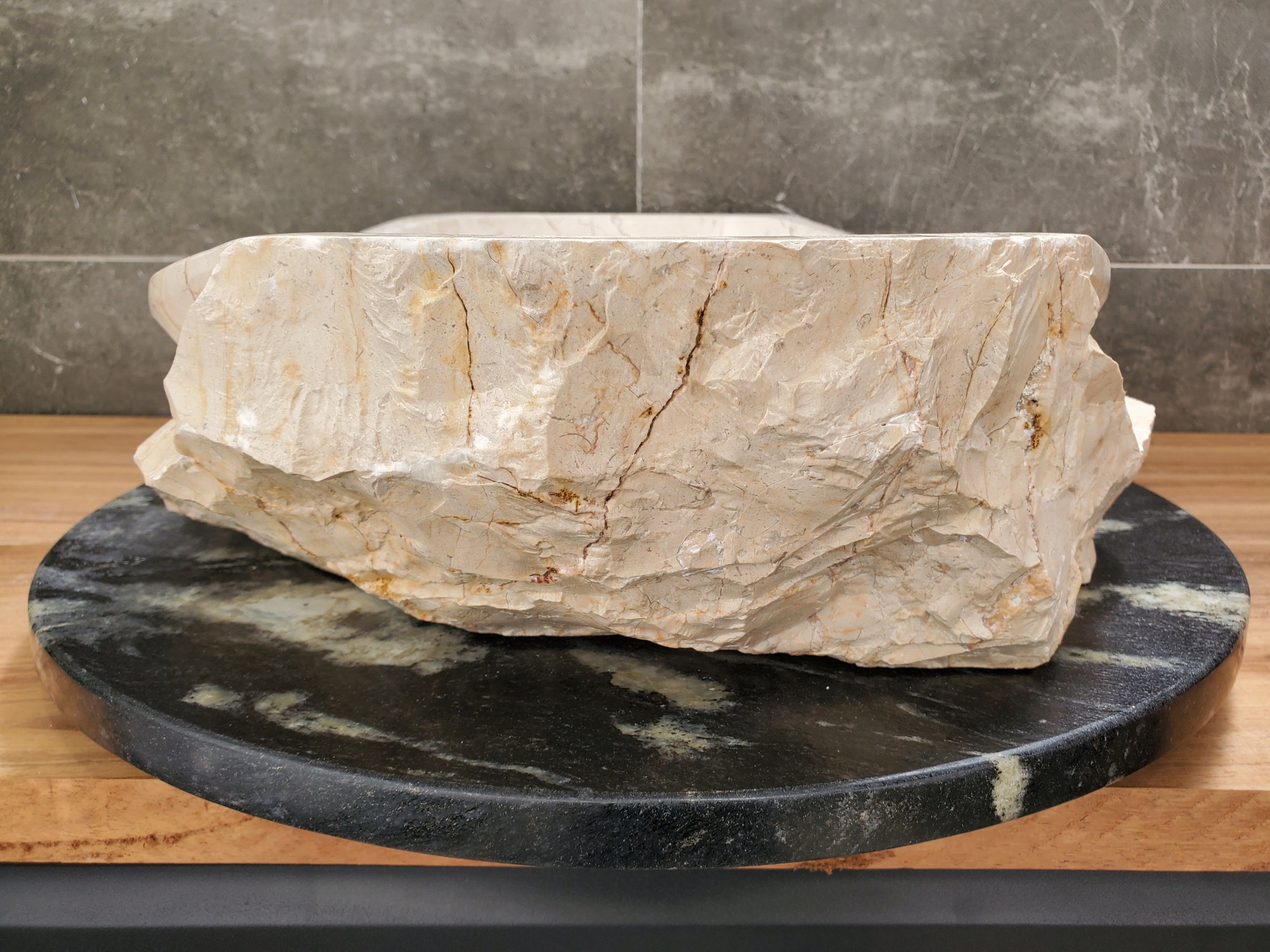 S31_37 Oval Carved Marble Vessel Sink