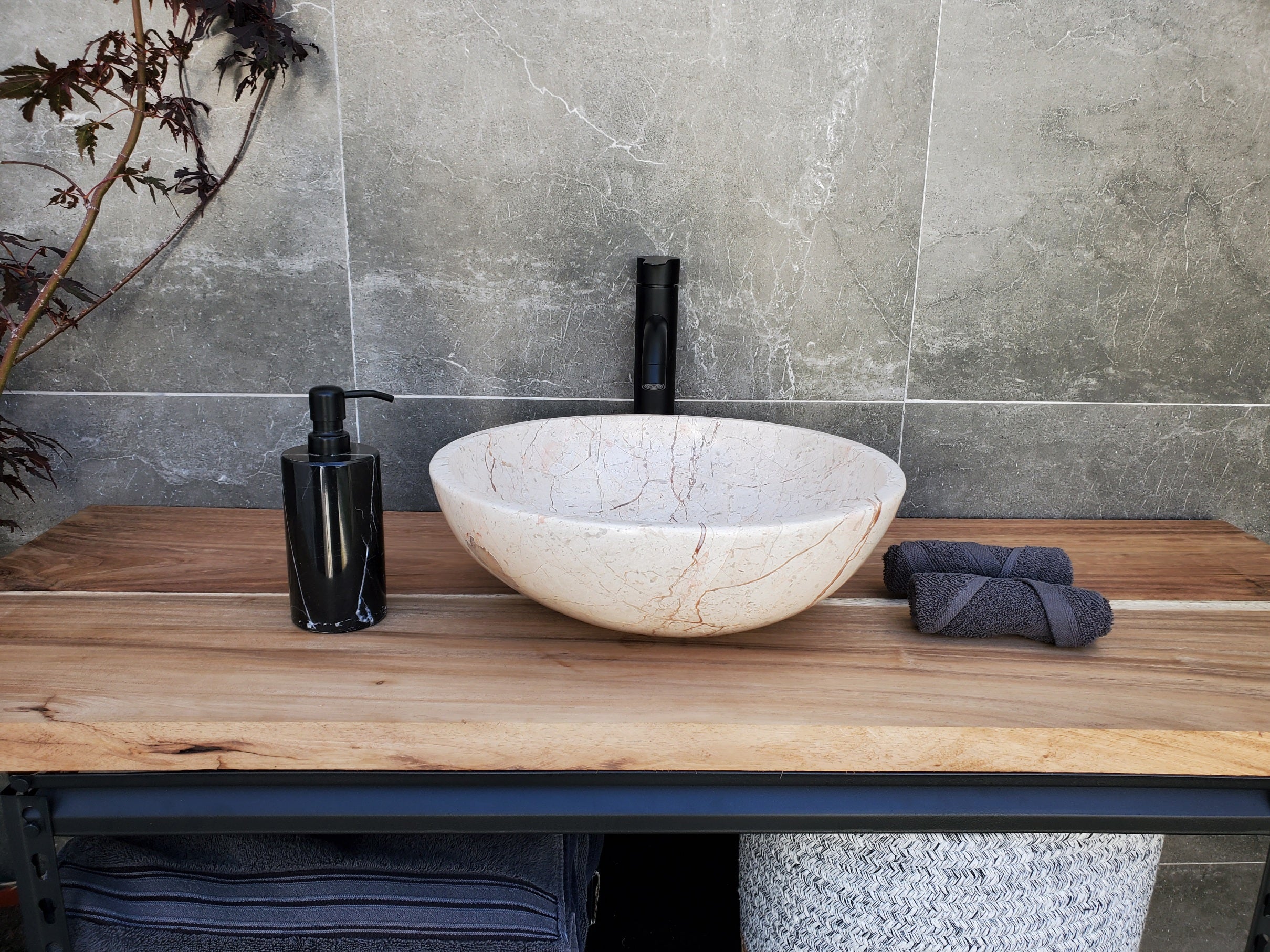 S28_27 Round Marble Vessel Sink