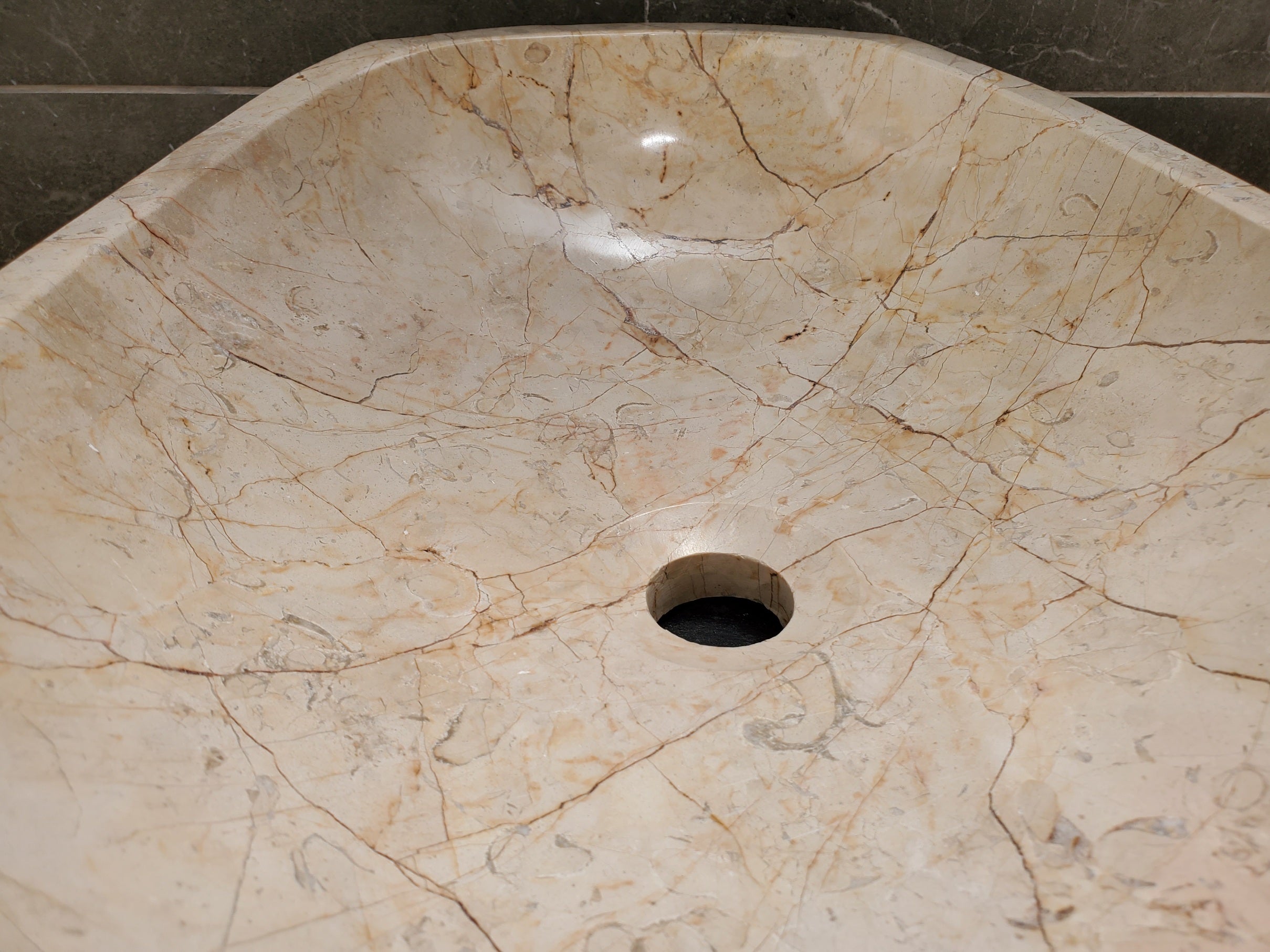 S31_37 Oval Carved Marble Vessel Sink