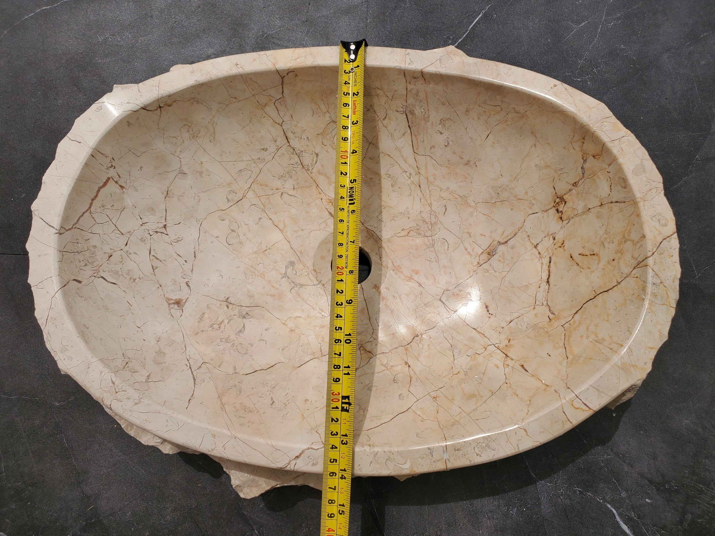 S31_37 Oval Carved Marble Vessel Sink