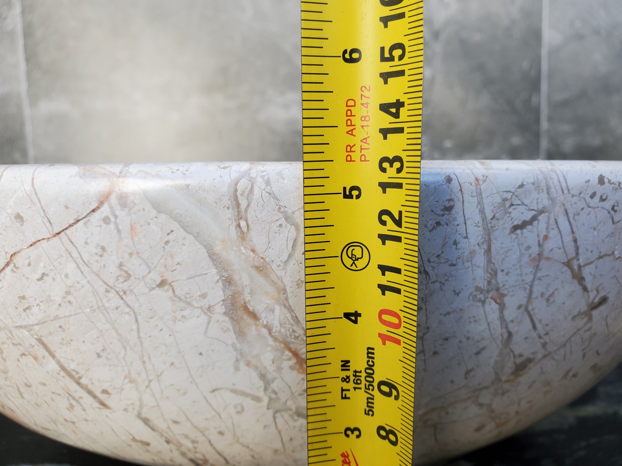 S28_28 Round Marble Stone Vessel Sink - 15.75 x 15.75 inch