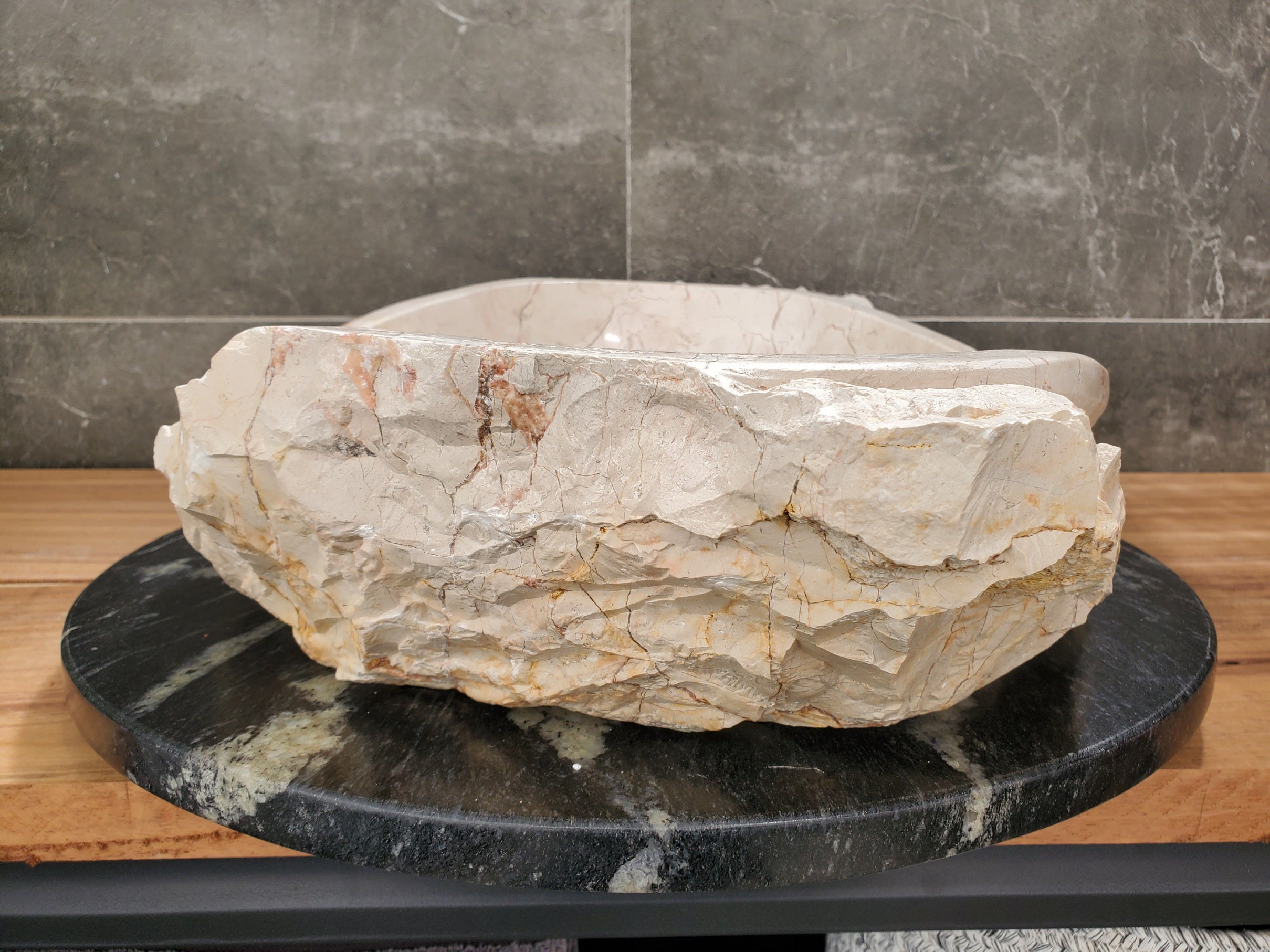 S31_36 Oval Carved Marble Vessel Sink