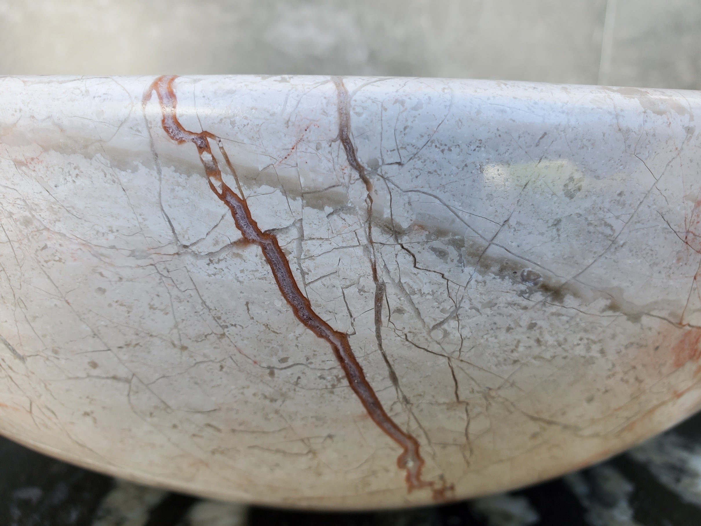 S28_28 Round Marble Stone Vessel Sink - 15.75 x 15.75 inch