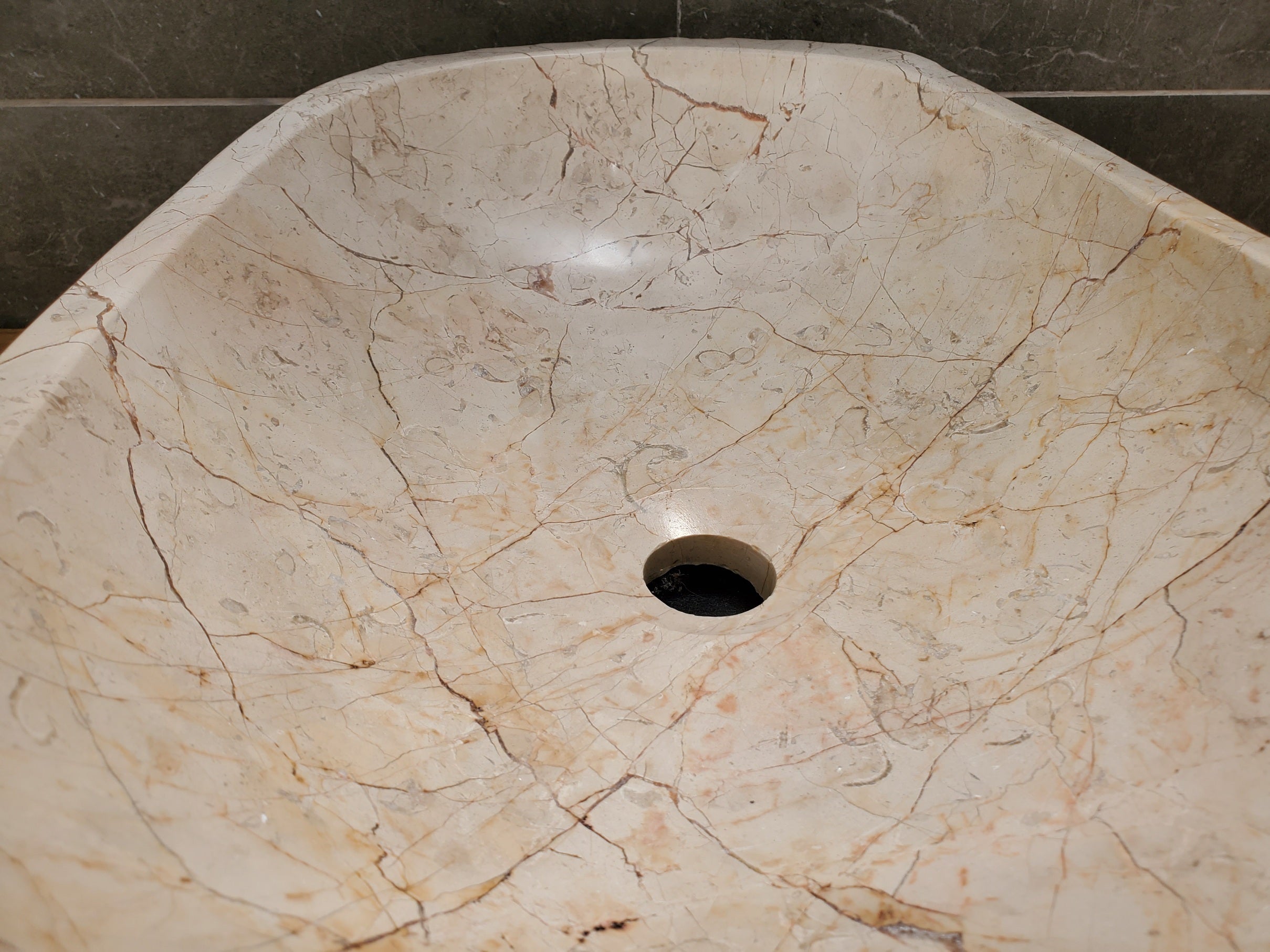 S31_37 Oval Carved Marble Vessel Sink