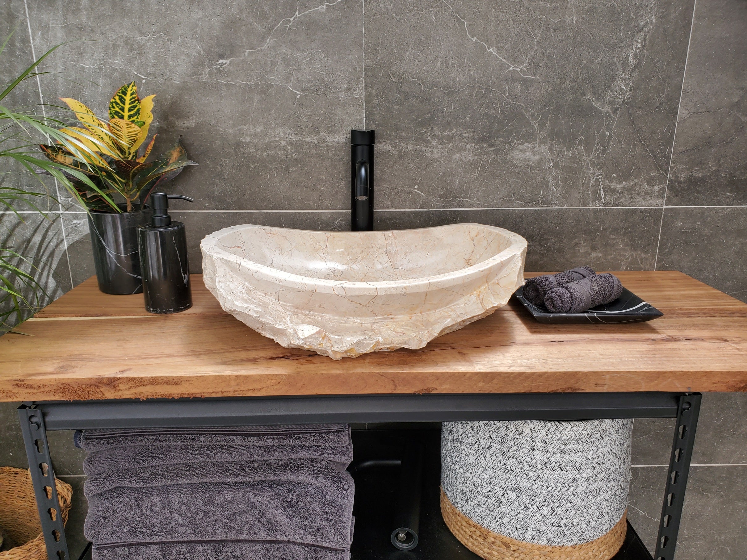 SET3165 Oval Marble Stone Vessel Sink (Set of 2)