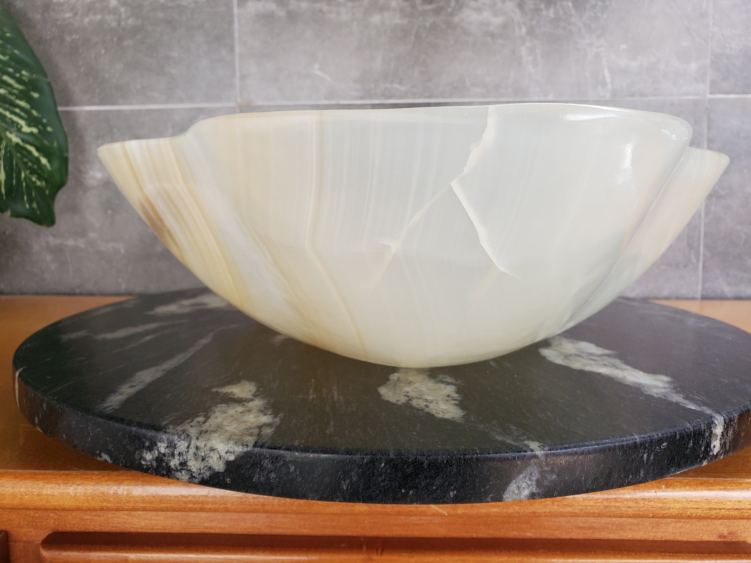 S35_59 Beige Onyx Vessel Sink - Natural Stone Bathroom Basin (16 x 13 inches) Onyx Sinks Sinks