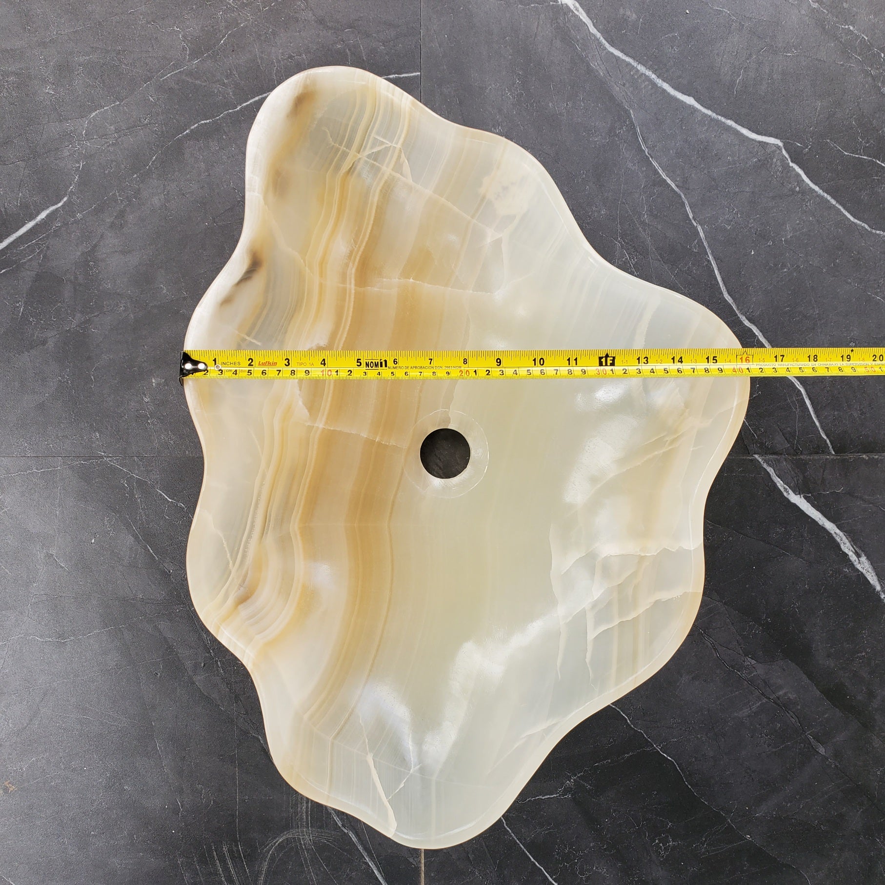 S35_59 Beige Onyx Vessel Sink - Natural Stone Bathroom Basin (16 x 13 inches) Onyx Sinks Sinks