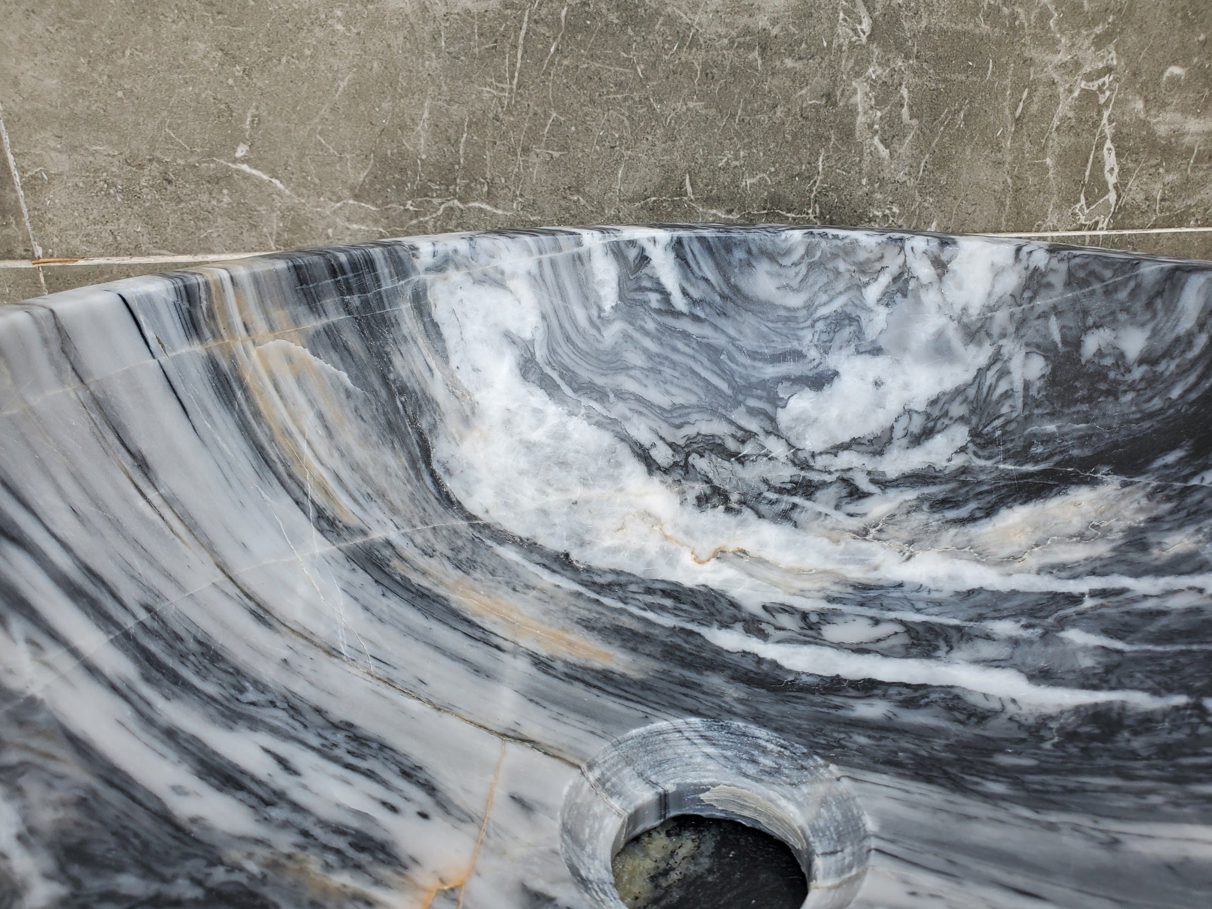S29_21 Marble Stone Vessel Bathroom Sink (Round)
