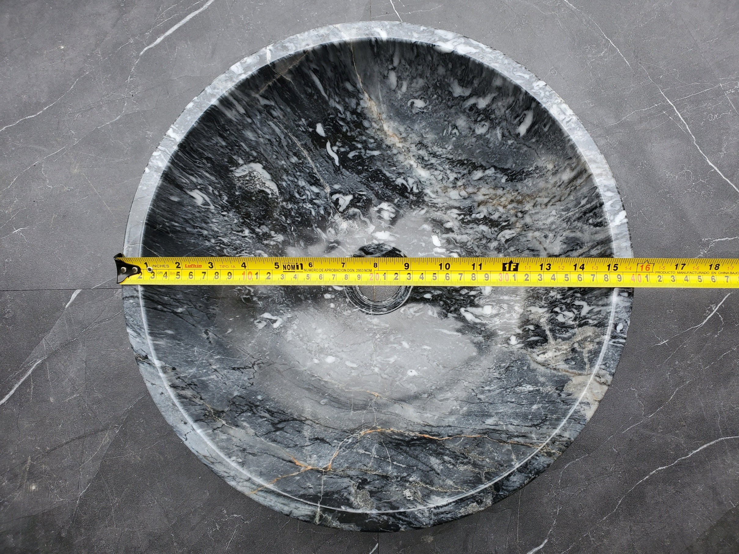 S31_05 Round Marble Vessel Bathroom Sink - 16 x 16  inch