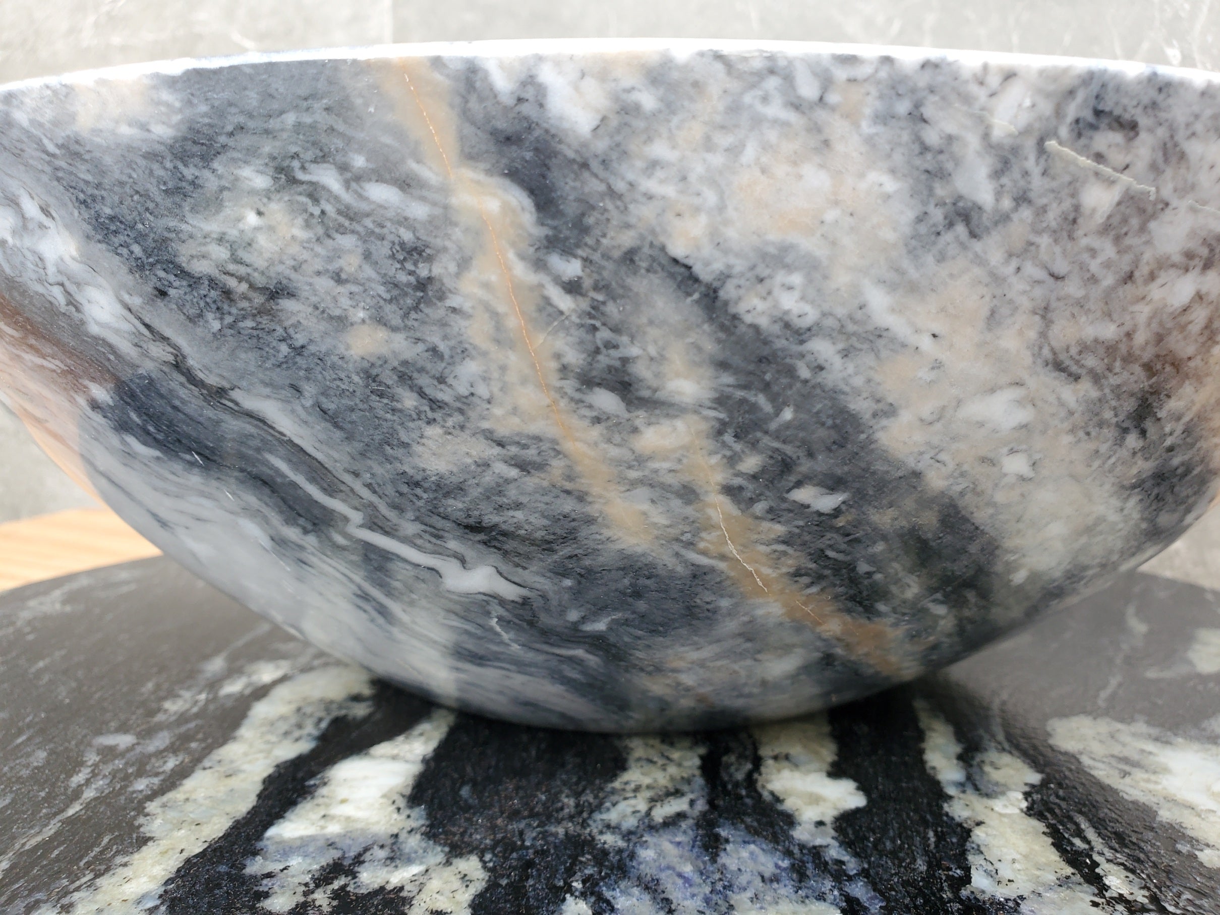 S31_04 Round Marble Vessel Bathroom Sink - 16 x 16  inch