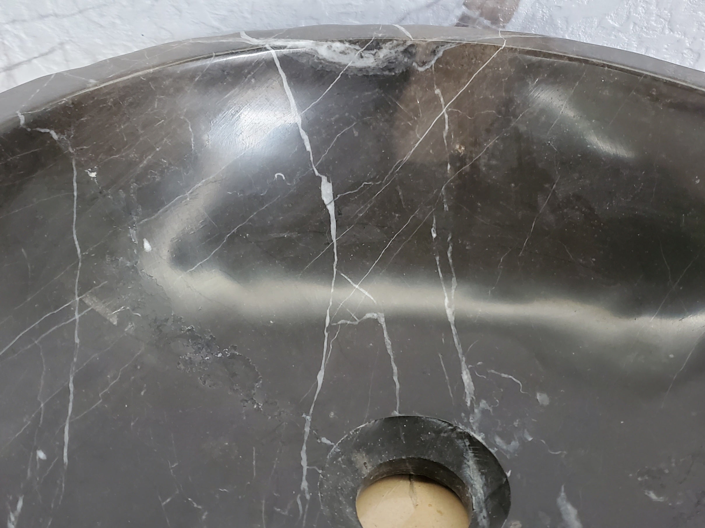 S37_24 Round Black Marble Stone Vessel Bathroom Sink Featured Marble Sinks Sinks